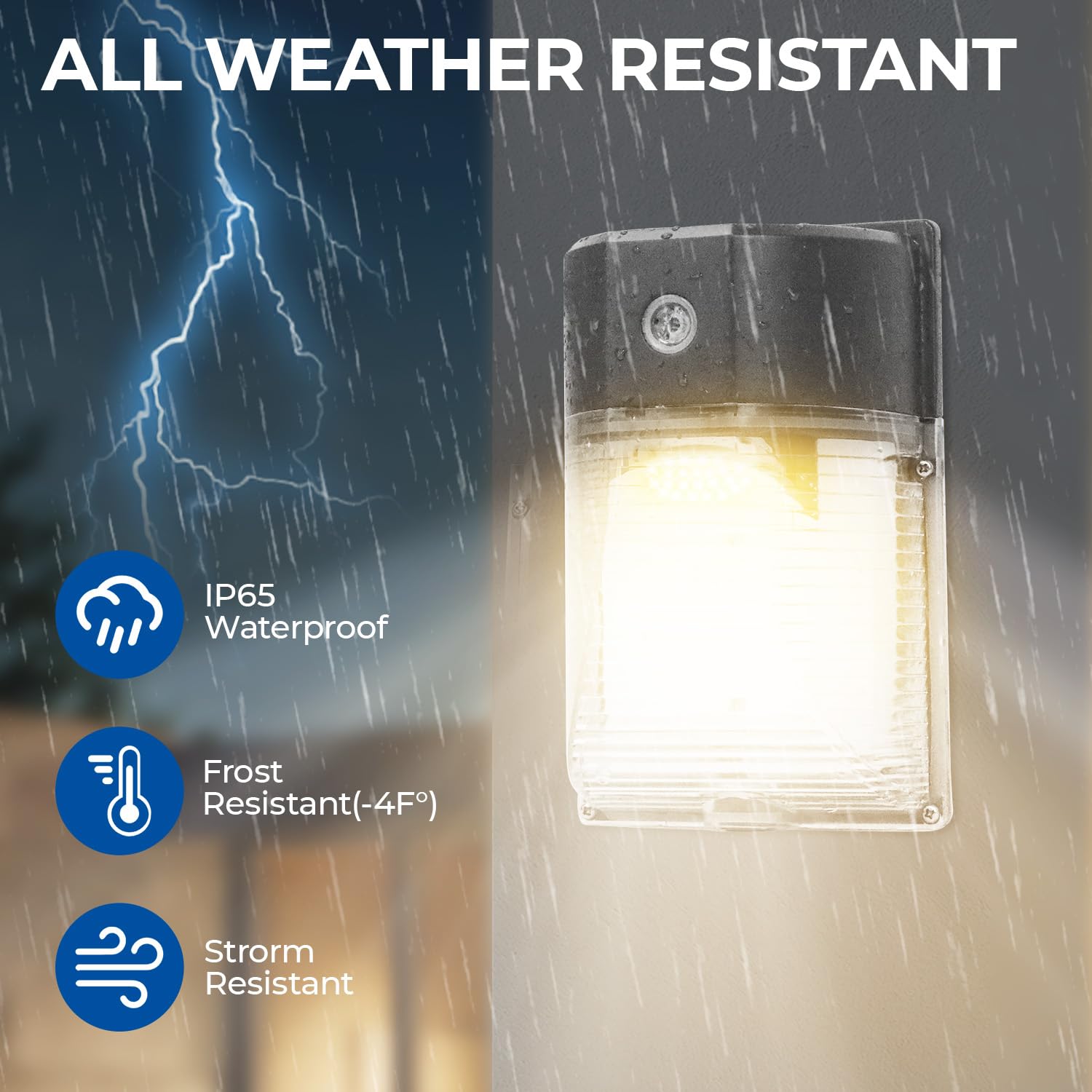 CINOTON 26W LED Wall Pack Light - Dusk to Dawn Sensor, 3000LM, IP65 Waterproof, 2 Pack, 3000K Warm White, Black, Model