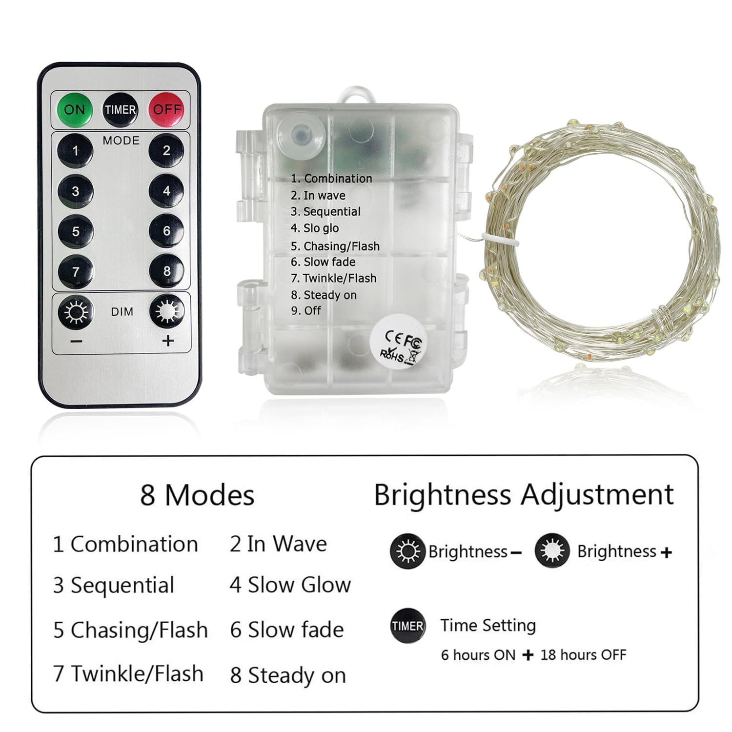 Bebrant Led Rope Lights 33Ft, 100 Leds, Waterproof, Remote Control, Multi-Color For Outdoor Decor