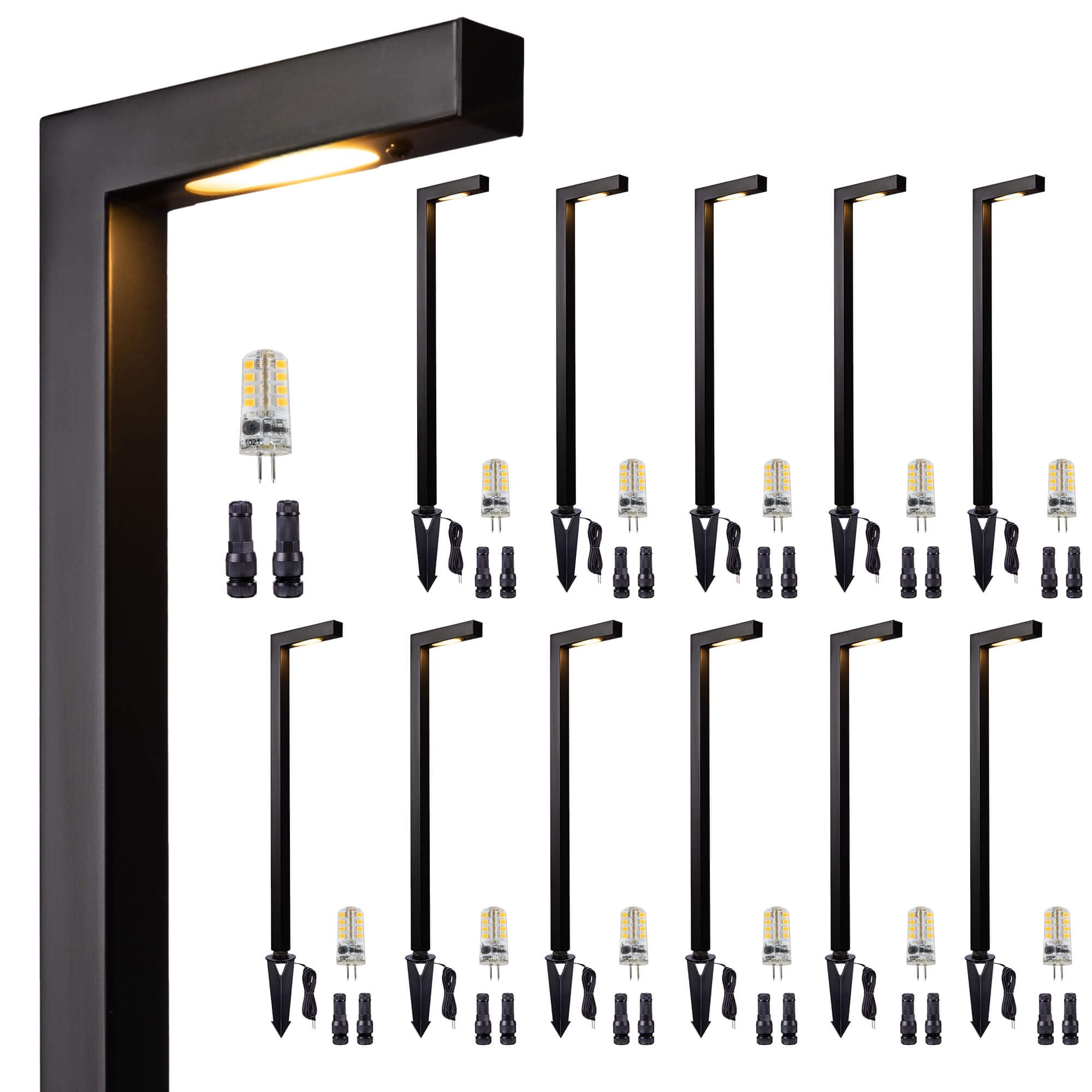 Gardenreet Solid Cast Brass Pathway Lights  12v Landscape Path Light Outdoor IP65 Waterproof  LED Electric Walkway Lighting Wired  Black for Garden Yard with 3W 3000K Soft White G4 Bulb (12 Pack)