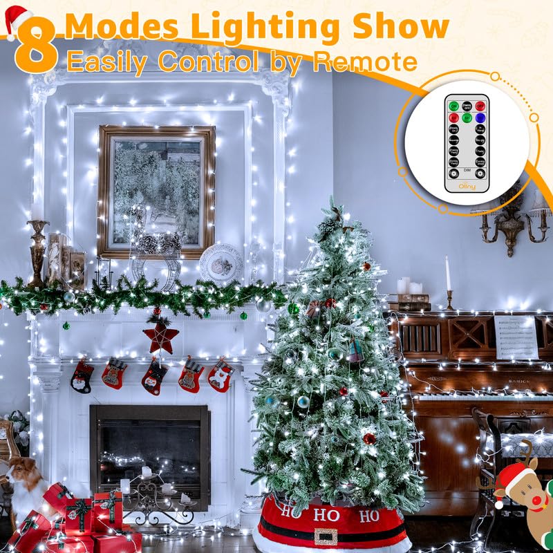 Ollny LED String Lights, 800LED, Cool White, Waterproof, Remote, 8 Modes, Dimmable, 262FT, Model HG-29V801C