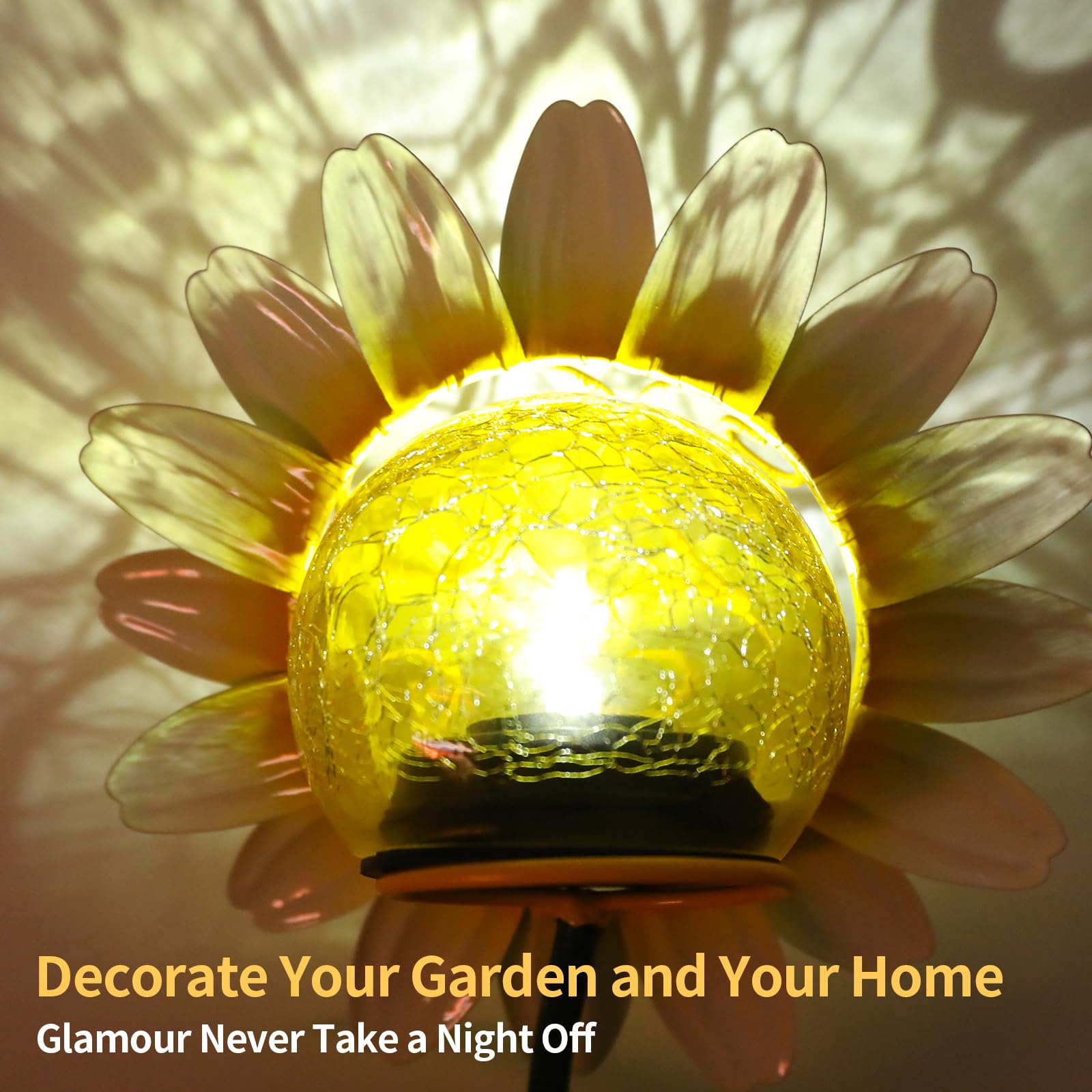 MUMTOP Solar Lantern - Waterproof Decorative Tabletop Lamp,  ed Glass, Yellow, Model 5009901C