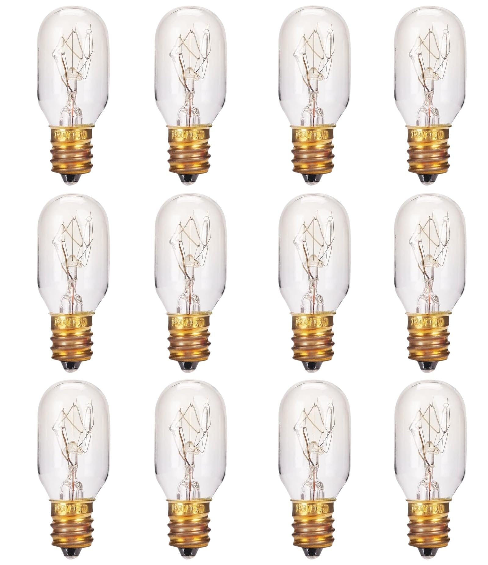 Moflekja Himalayan Salt Lamp Bulbs, 15W T20 Replacement For Scentsy Wax Warmers, E12 Socket, Warm White, Pack Of 12