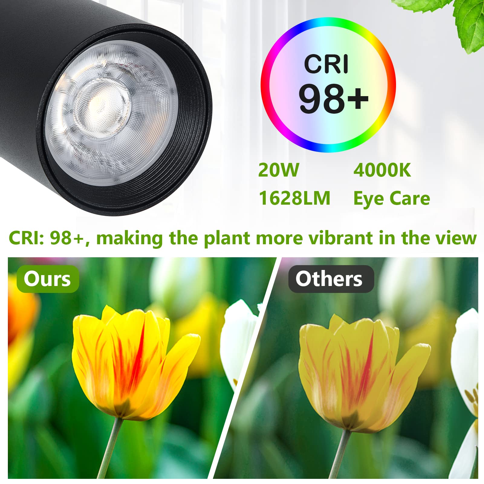 HMVPL Indoor Plant Grow Light Stand, 20W COB Bulb, Black, 4/8/12H Timer, Adjustable Height for Large Seedlings, Model 221106A1