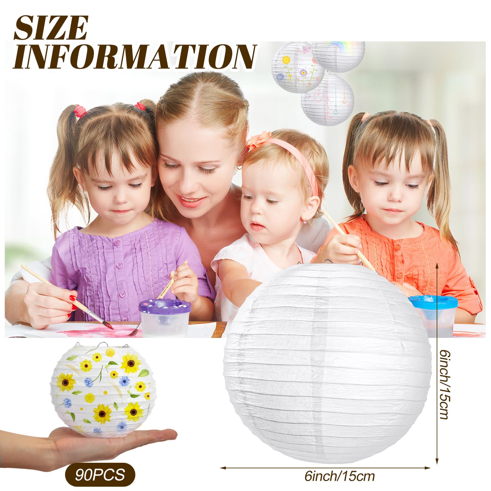 Treela 90 Pack White Chinese Japanese Paper Lanterns Decorative Hanging Ball Lanterns Paper Lantern Lamps For Wedding Birthday P
