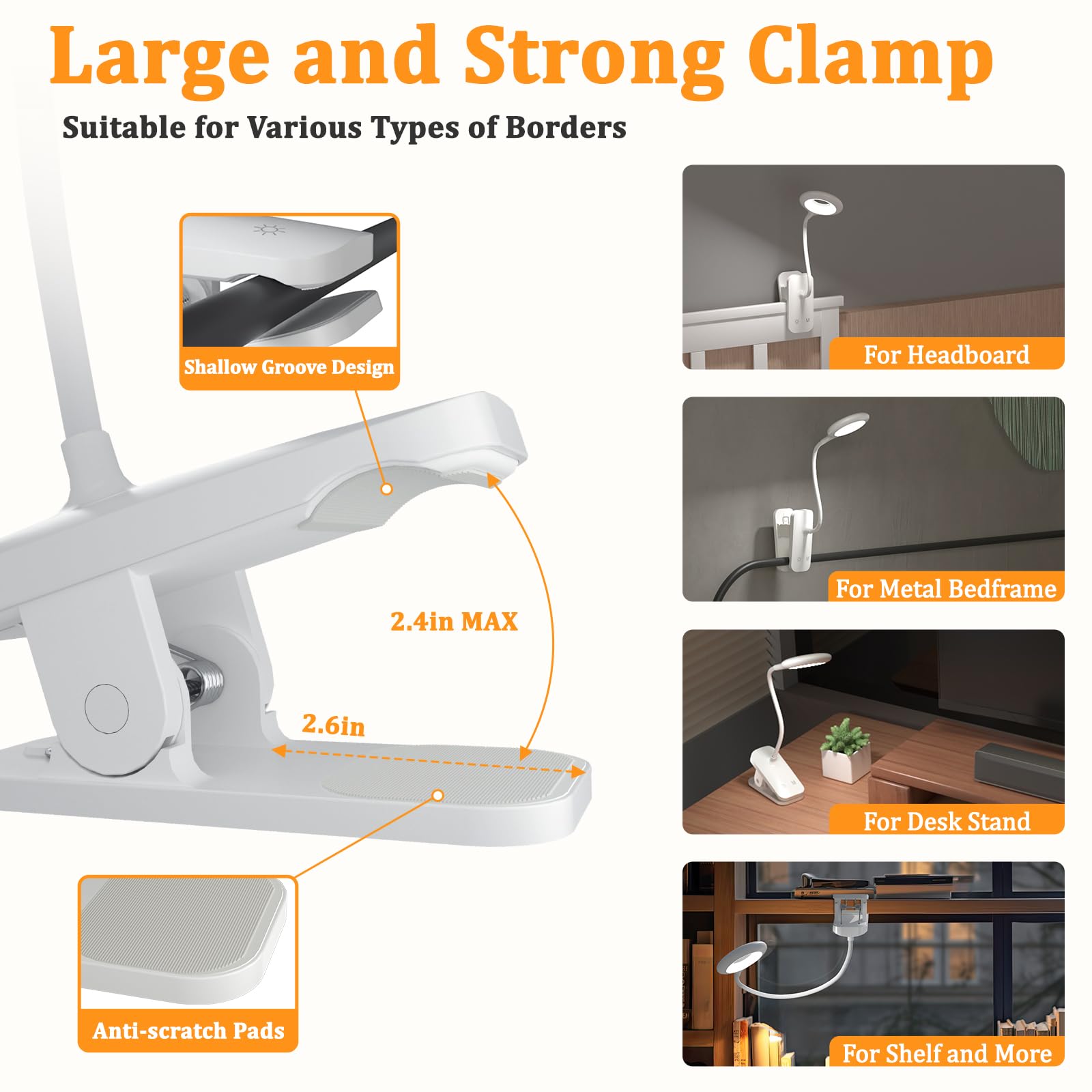 Hecdstly 2 Pack Clip On Led Reading Light, 25 Models Usb Rechargeable Bed Lights With Large Clamp For Headboard, Eye Protection