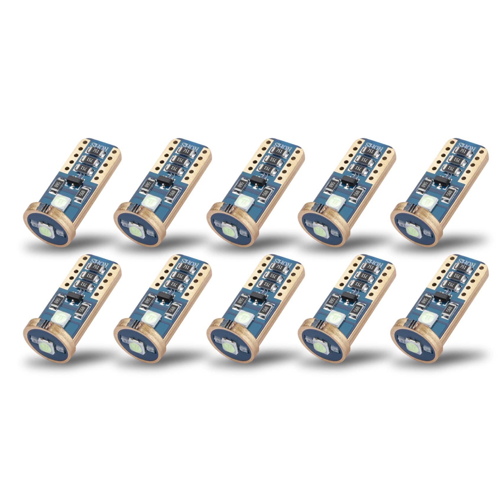 iBrightstar T10 LED Bulbs, Extremely Bright Wedge Lights for Car Interior, Ice Blue, Model iBrightstar-T10-3030-3I