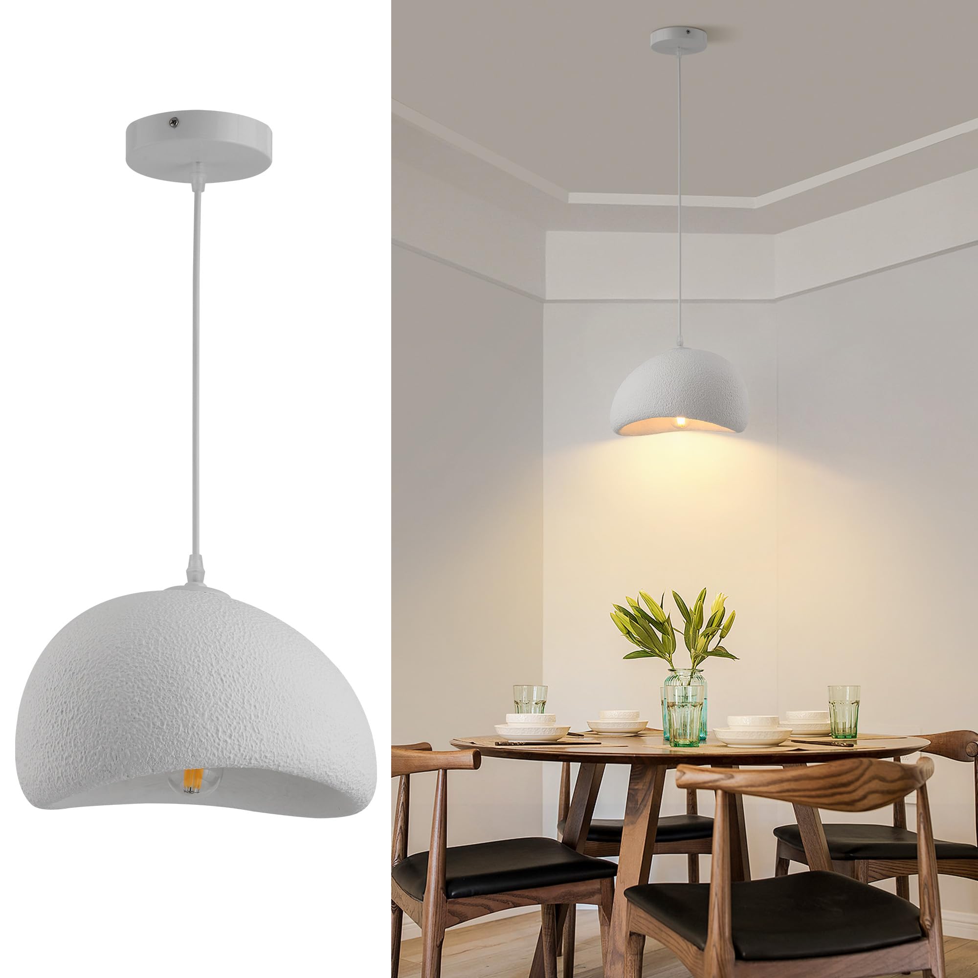 Fivemengo Wabi Sabi Pendant Lights Kitchen Island Lighting Fixture Ceiling Mount White Modern Japanese Lamp Japandi Chandelier f