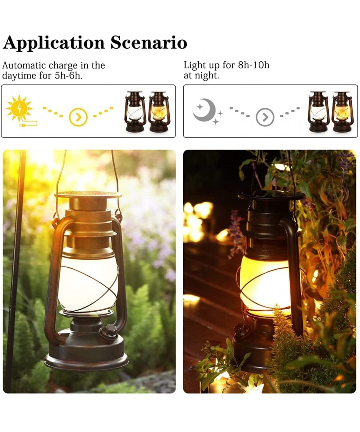 Solar Lantern Outdoor Hanging Solar Lights Dancing Flame Led Waterproof Camping Lamps  Auto On/Off  Landscape Decor For Table Patio Garden Yard Pathway Porch (Pack Of 2)