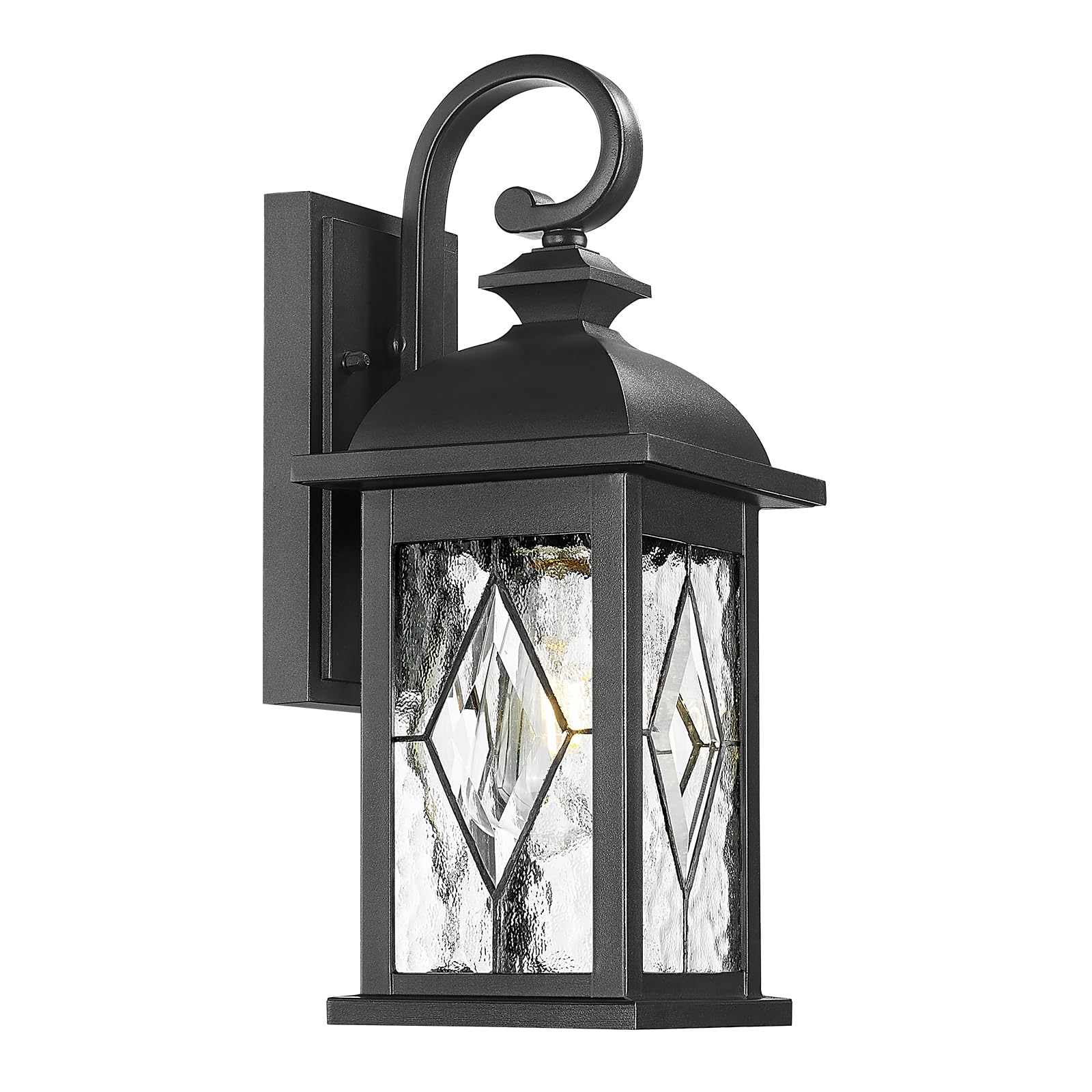 FEMILA Outdoor Wall Light Fixture,1-Light Exterior Waterproof Wall Sconce, Front Porch Lights, Matte Black Finish with Water Rip