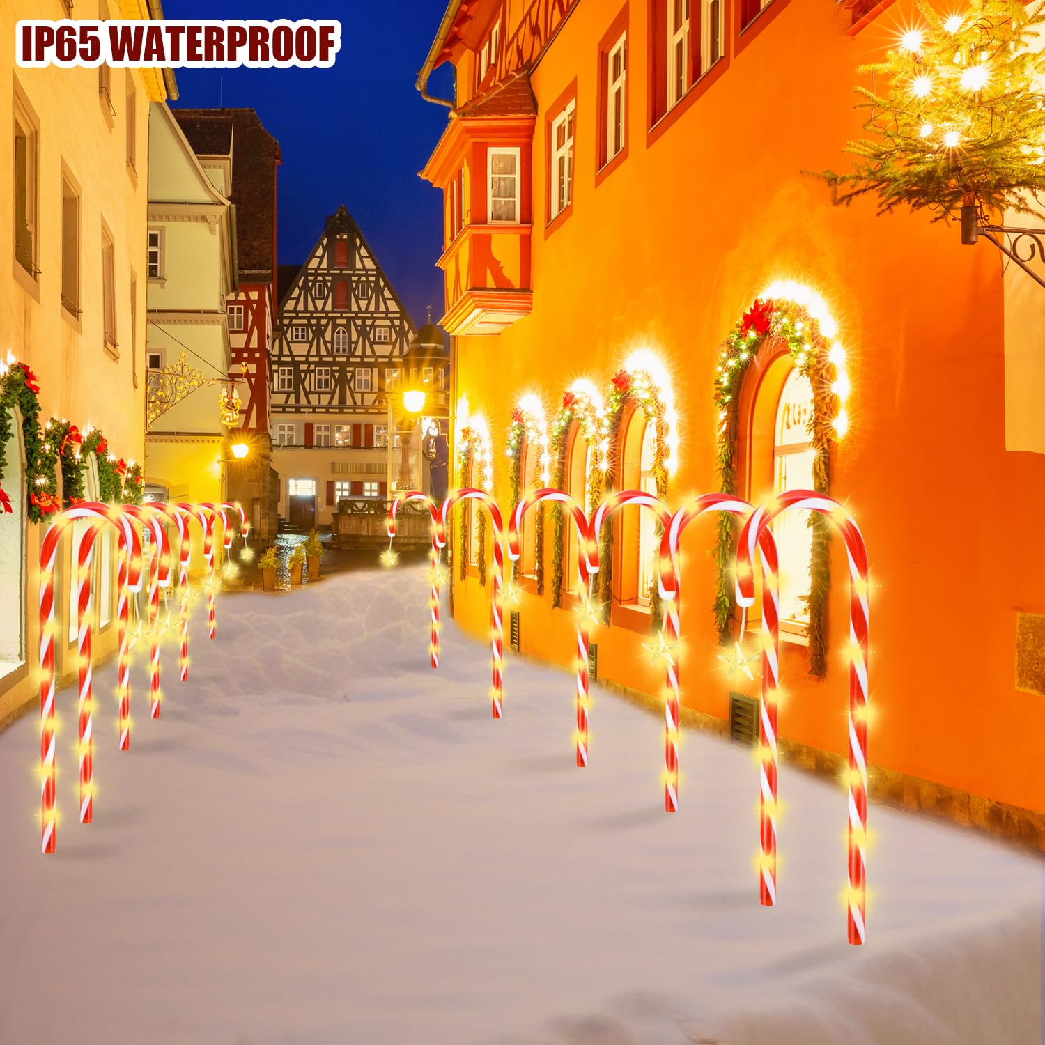 Quimoy 12Pcs Candy Cane Lights  21 Solar Christmas Decorations Outdoor  Candy Cane Pathway Lights With 8 Lightingmodes  Waterproof Christmas Yard Decorations For Lawn Driveway Walkway Sidewalk