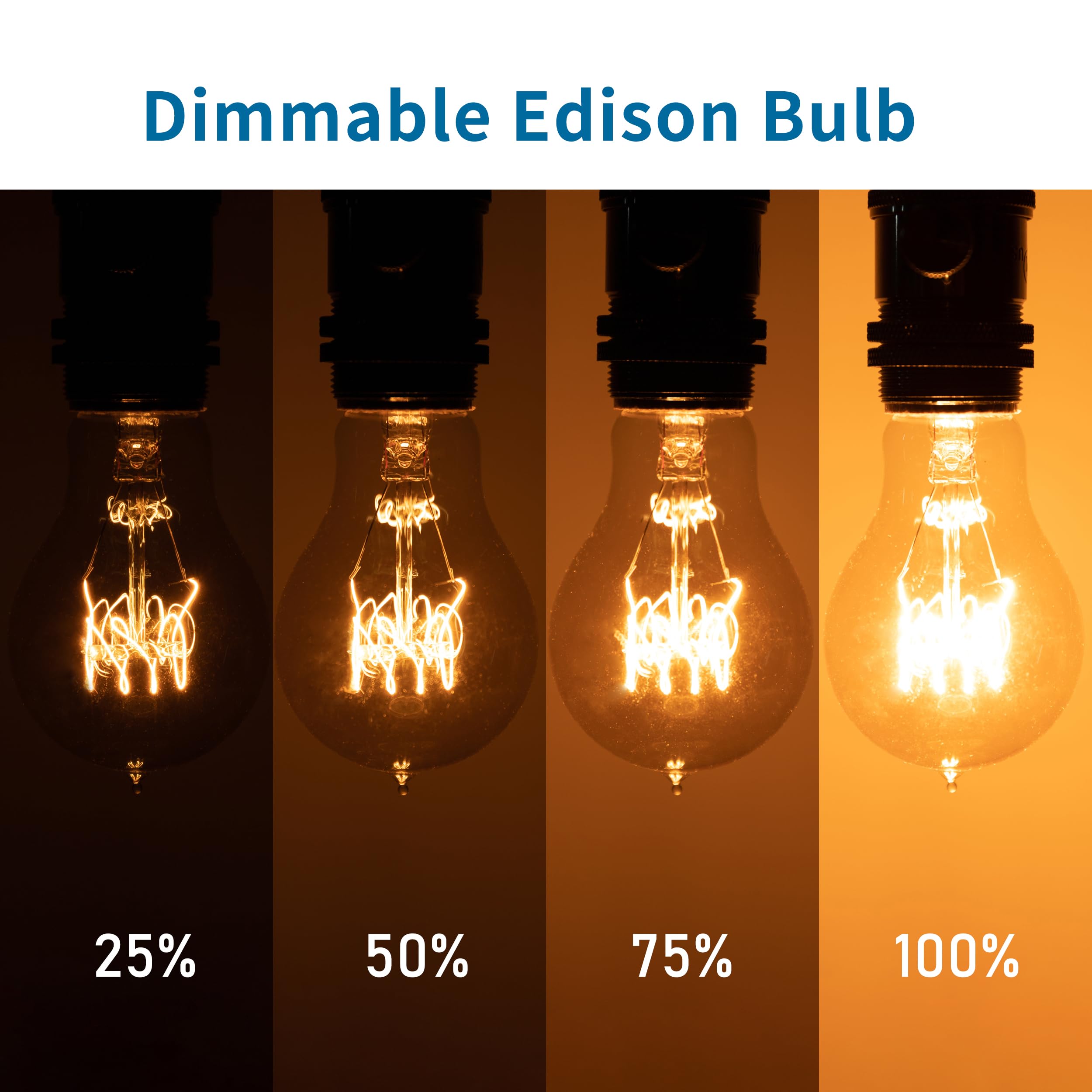 Runquiz Warm Incandescent Light Bulbs 60 Watt,A19/A60 Vintage Style Edison Bulbs E26,Soft Yellow Light Bulbs,Amber Bulbs,Retro L