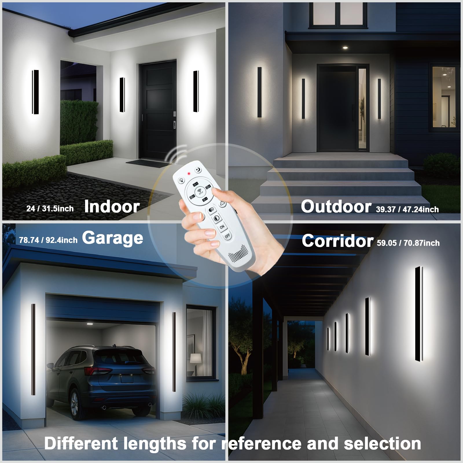 Sjiguangz 39 Inch Modern Outdoor Wall Lights  3Cct Color Selectable Outdoor Wall Sconce With Remote Control  Ip65 Waterproof Exterior Linear Wall Led Light For House Garage 3000K-6000K