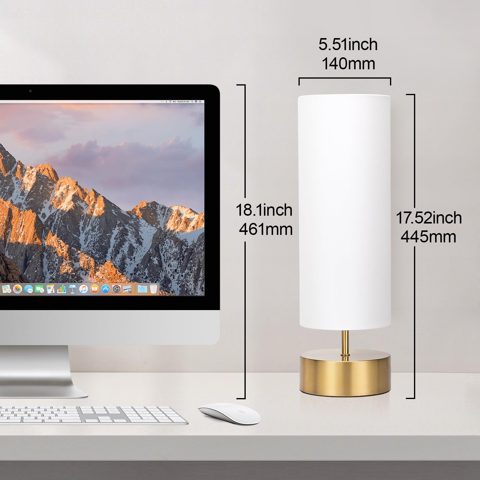 Seaside Village 3-Way Dimmable Touch Control Table Lamp - Metal & Tc Cloth, 5.51X5.51X17.52, White Shade With Gold Base, Led Bul