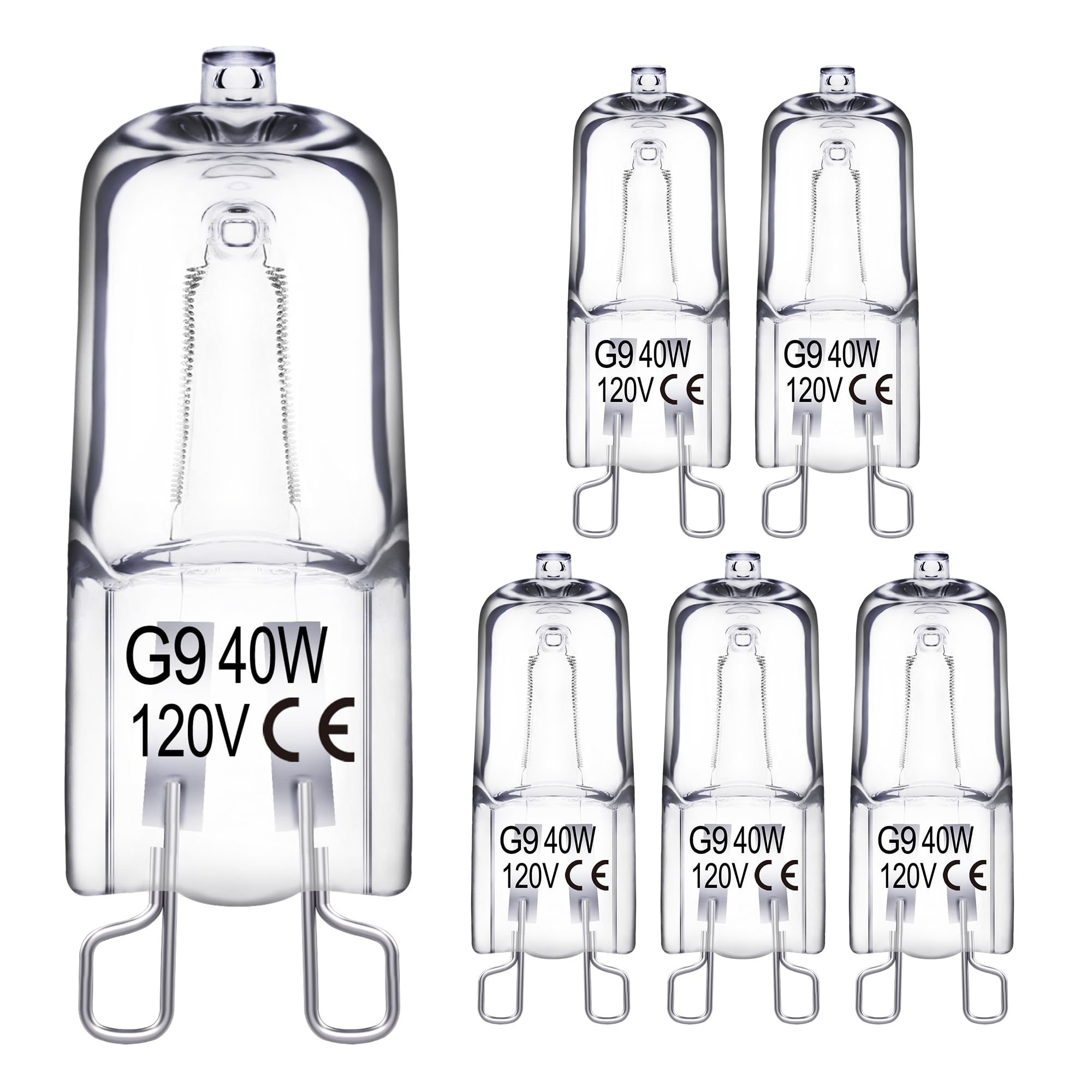 Evastary G9 Halogen Light Bulbs 2 Pin 120V 40W, Dimmable Long Lasting T4 Jcd Type, G9 Bulb For Chandeliers, Range Hood Light, Ba