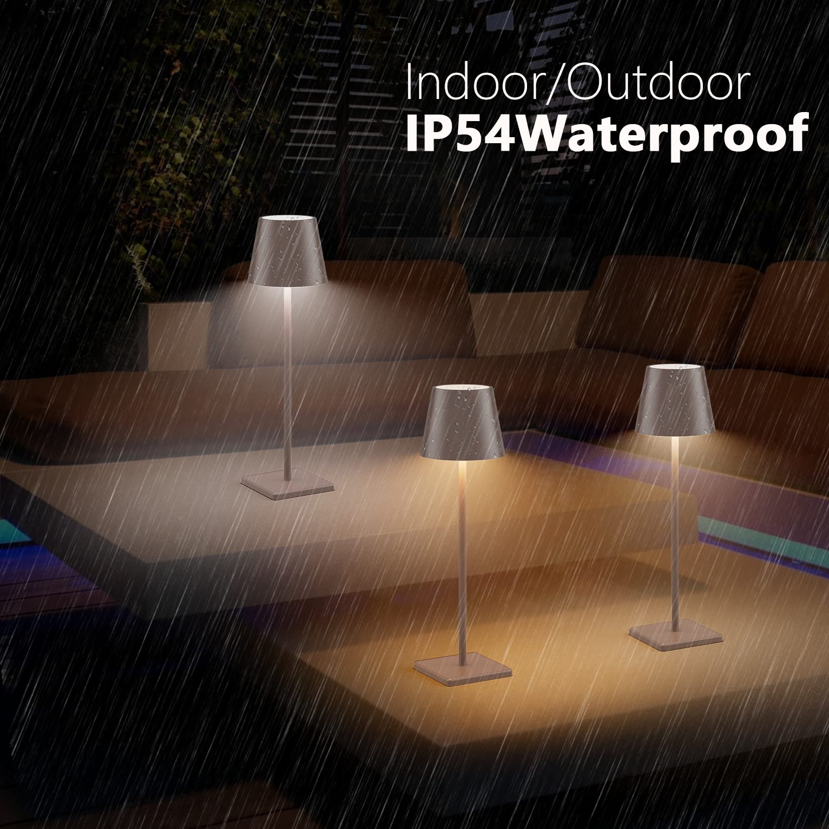 Coinmit Led Rechargeable Table Lamp, 2 Pack, Rust Red, 5500Mah Battery, Stepless Dimmable, Portable For Bedroom & Outdoor Use