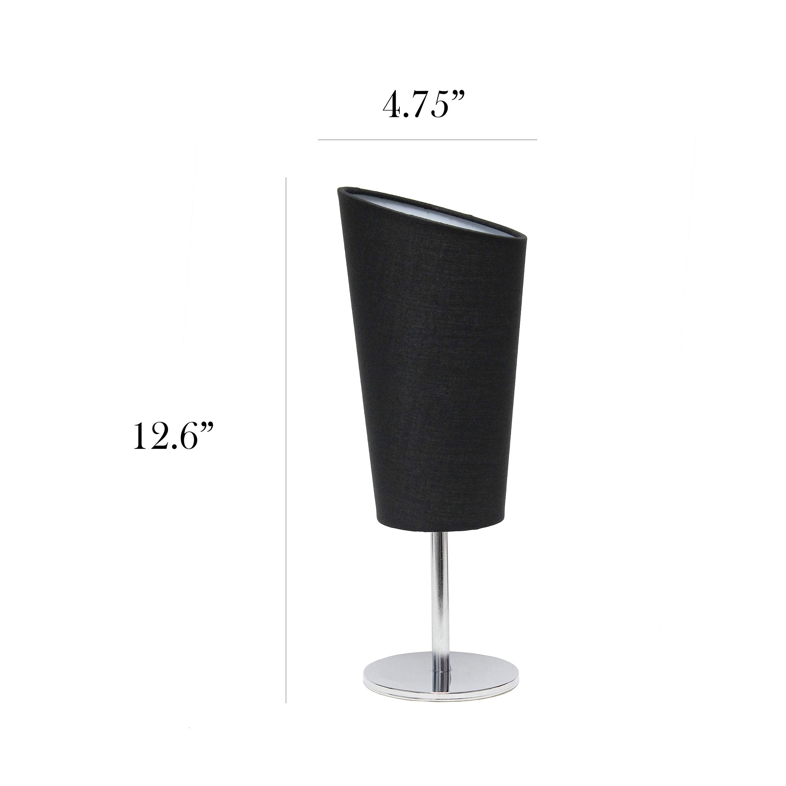 Simple Designs Lt2061-Blk Mini Table Lamp, Black Metal Fabric Shade, 4.75 X 4.75 X 12.6