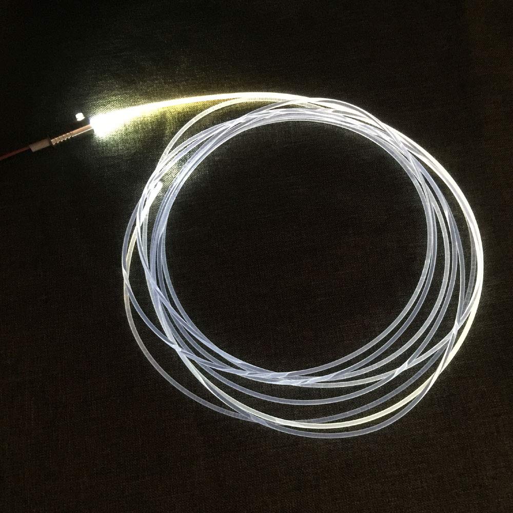 3Mm 5Meters/16Ft Pmma Optic Fiber Cable Side Glow With 12V 1.5W Led Aluminum Illuminator Light Source For Home Car Diy (White)