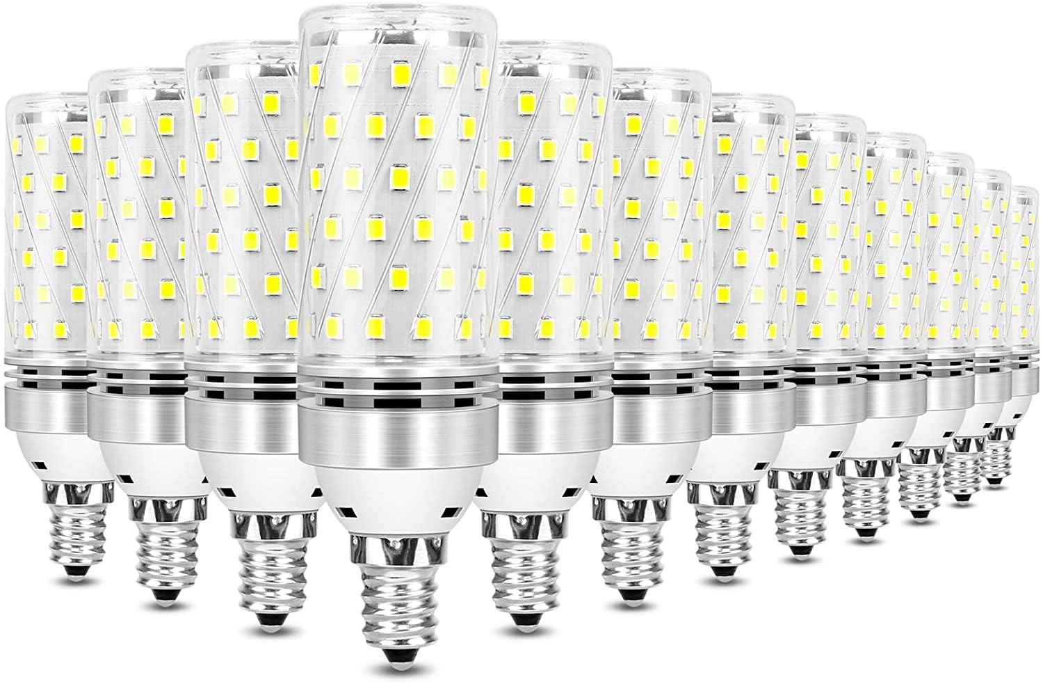 Inshareplus E12 Led Bulbs, 12 Pack - Daylight 6000K, 16W Candelabra Led, Cri80+, 120W Equivalent, 1500Lm, E12 Base, Non-Dimmable