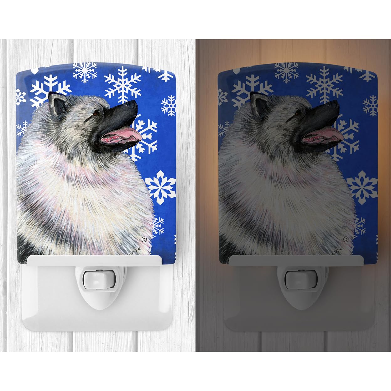 Carolines Treasures Night Light, Keeshond Design, Ceramic, UL-Certified, 6x4x3 inches, Multicolor, Model SS4626CNL