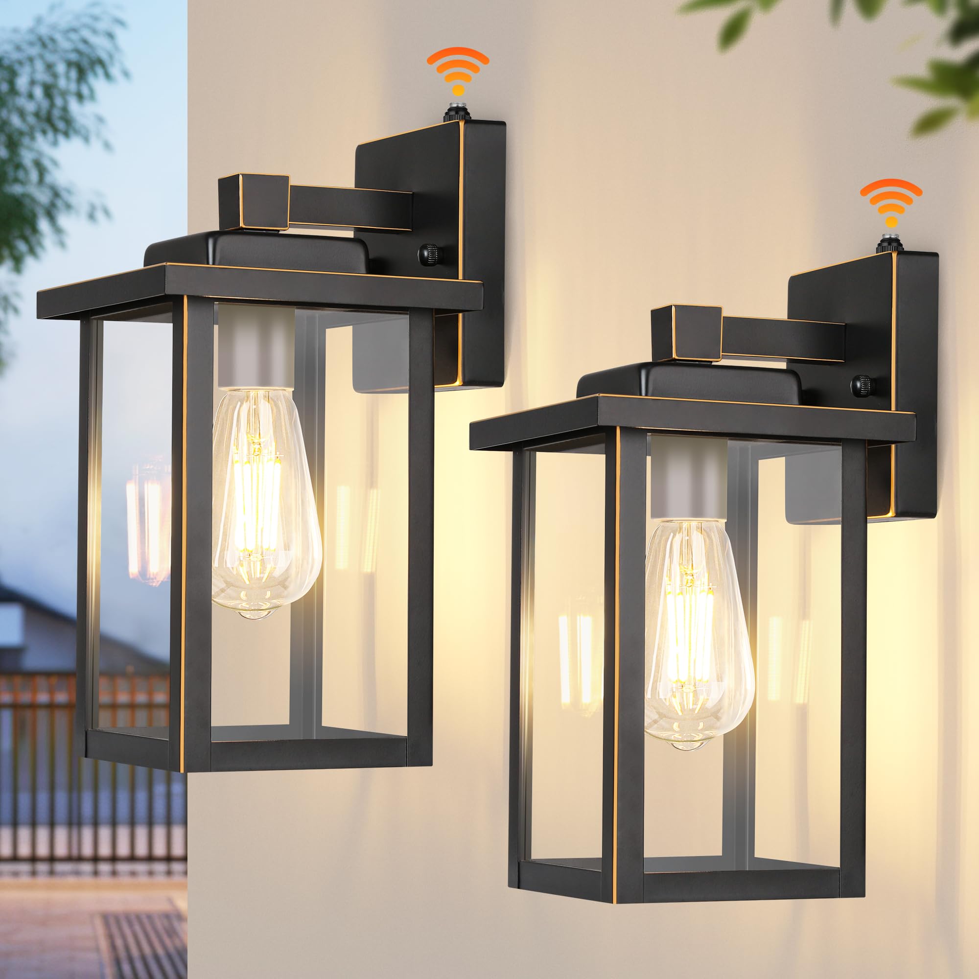 WIHTU Dusk to Dawn Outdoor Wall Sconce Wall Mount, Outdoor Front Porch Light Fixtures for House, Sensor Exterior Wall Lights, Wa