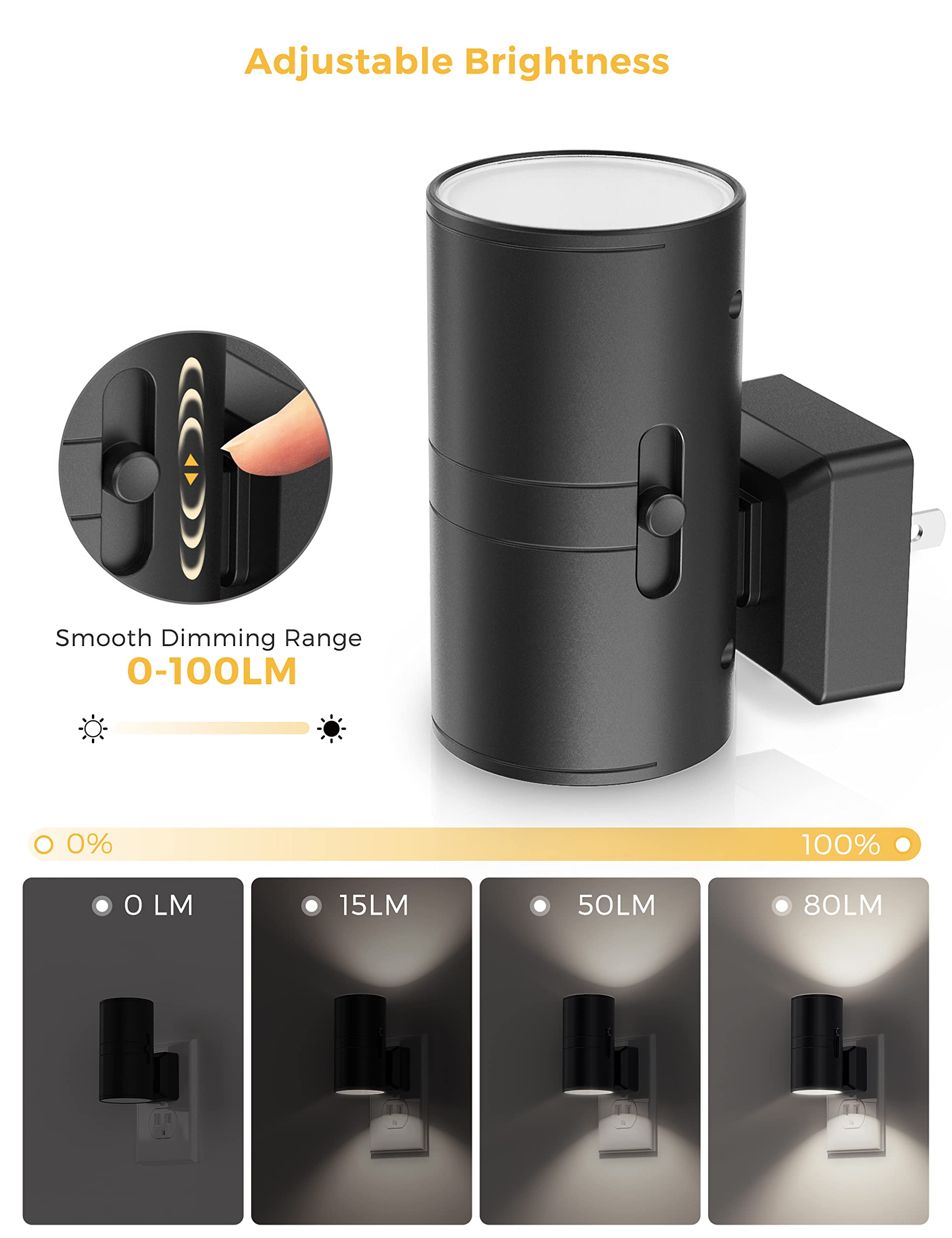 L Lohas Led Night Light, Bright Night Light, Night Lights Plug Into Wall, 5000K Daylight White, Dimmable Night Lights With Light