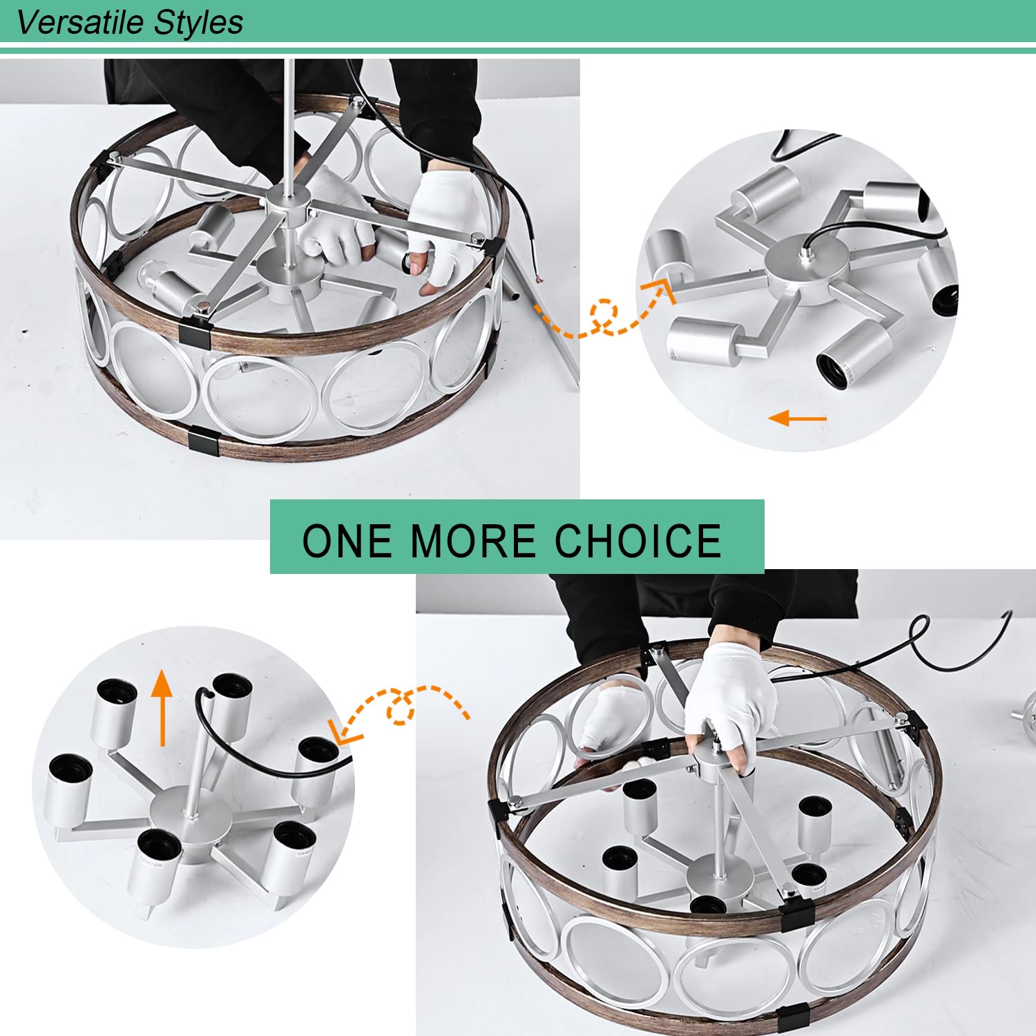 Shiandar Semi Flush Mount Ceiling Light Fixture Ceiling Mount 6-Light Rustic Farmhouse Chandelier For Dining Room,Modern Light Fixture Ceiling Mount Round Metal Kitchen Light Fixtures Ceiling Mount