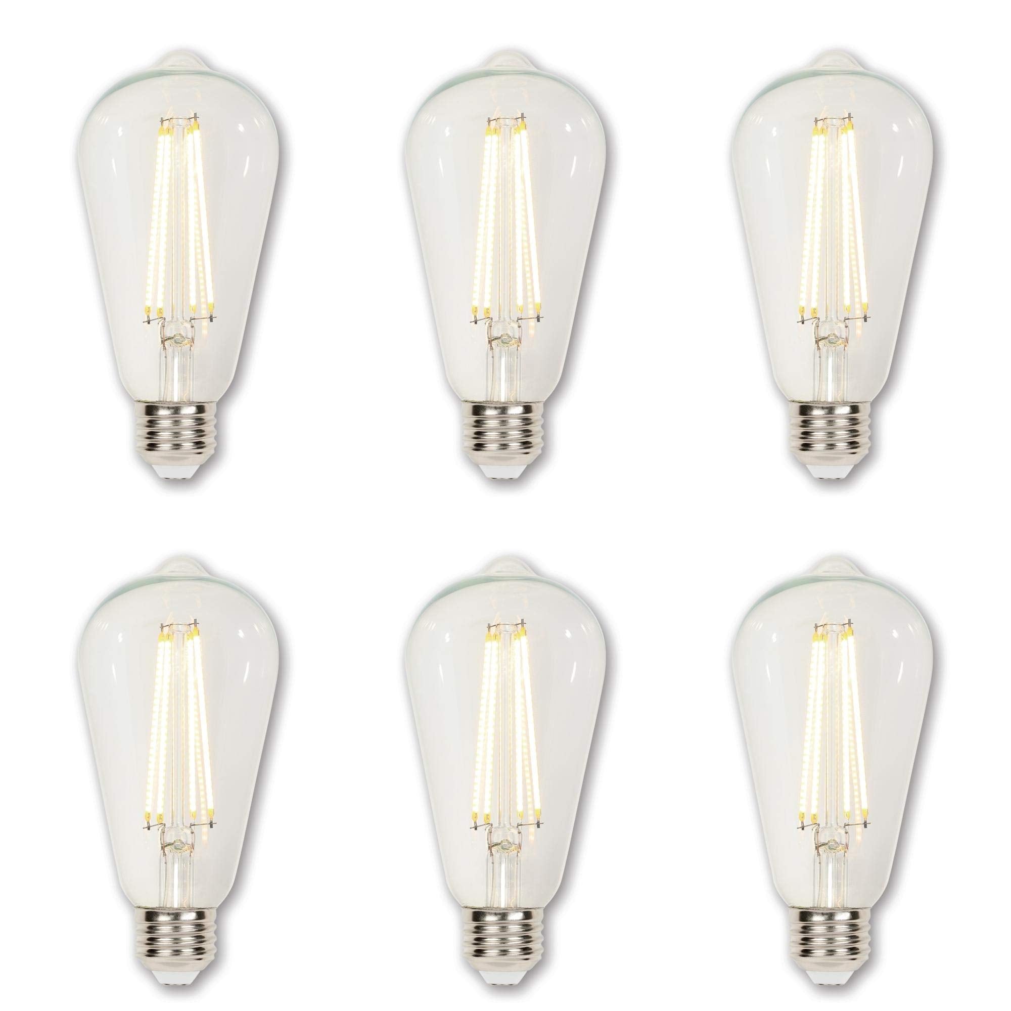 Westinghouse ST20 Dimmable LED Light Bulb, 6.5W (60W Equivalent), Clear Glass, Medium Base, 6-Pack