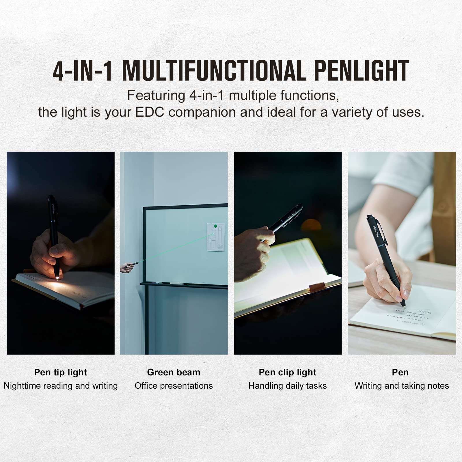 OLIGHT OPen Glow EDC Pen Light, 120 Lumens, Rechargeable, Aluminum, Black, Model: Open Glow