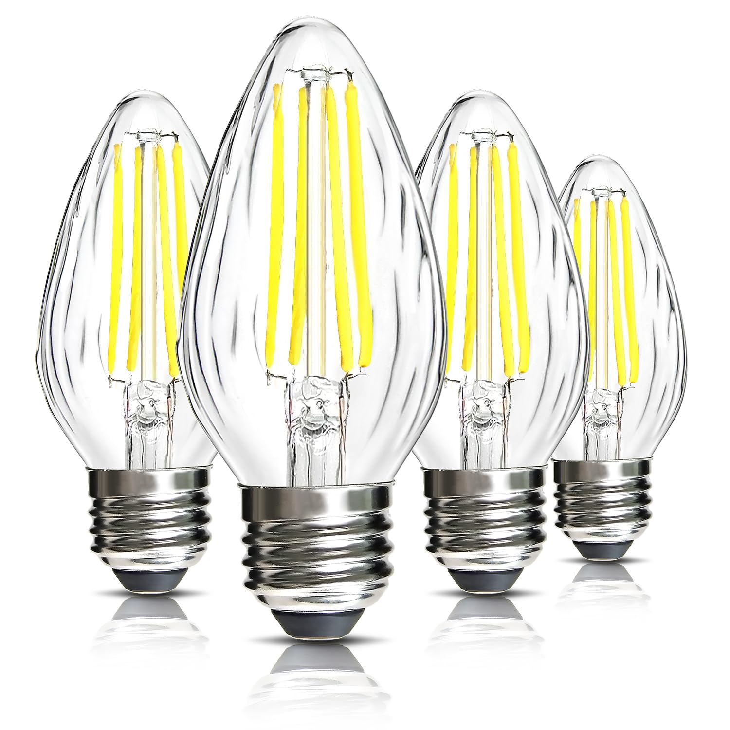Brimax F15 8W Led Light Bulbs,Neutral White 4000K,80W Incandescent Equivalent,Dimmable,E26 Medium Base,Flame Wrinkle Glass,4 Pac