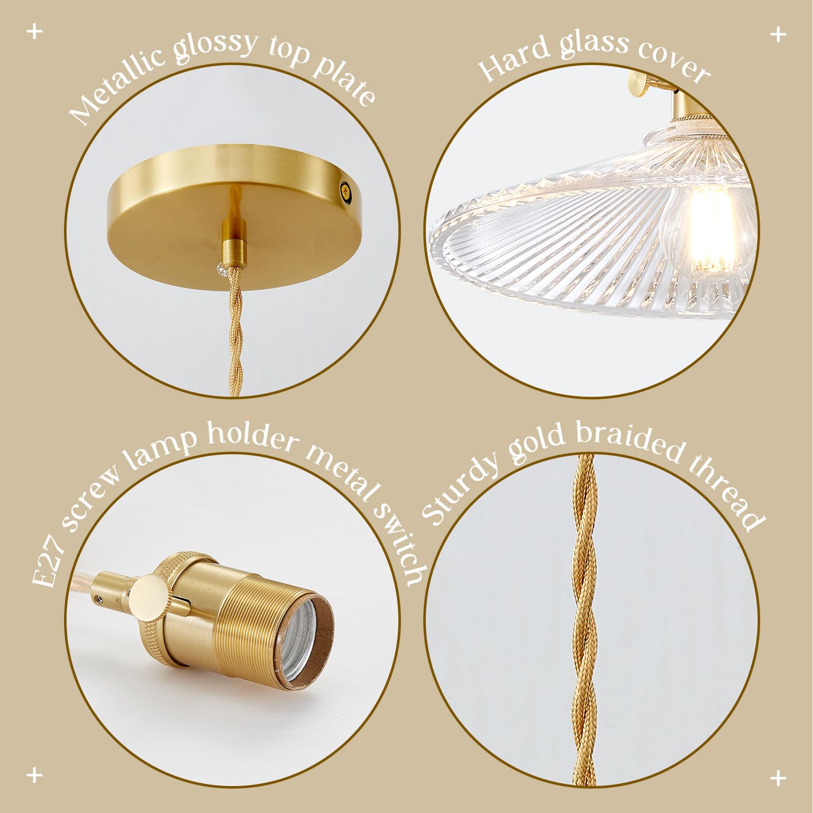 Oyisen Hanging Lights With Plug In Cord, 9.1 Inch Embossed Design Lampshade Hanging Lamp Adjustable Cord Plug In Pendant Light K