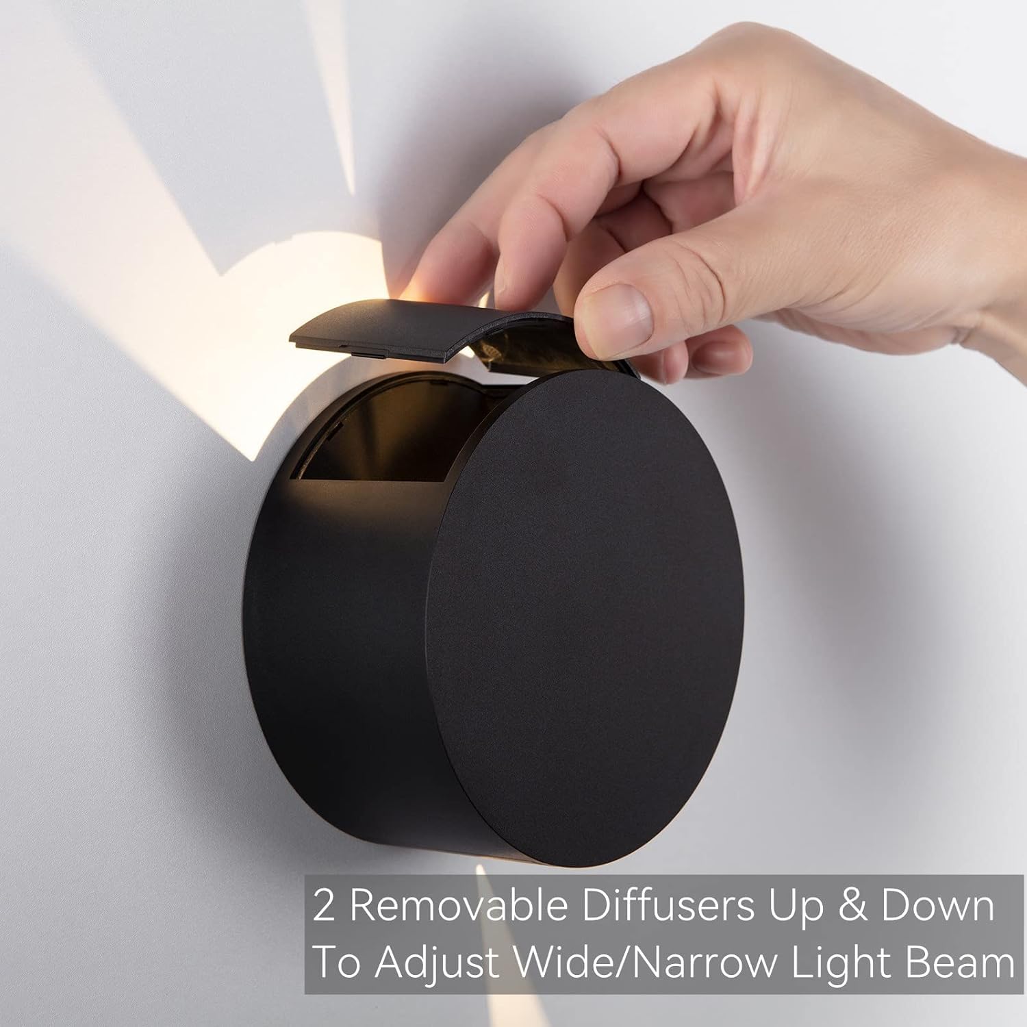 Tubicen Small Black Wall Sconce, Diy Beam Adjustable Round Wall Light Up And Down, 6W Led Dimmable Movie Theater Sconce For Livi