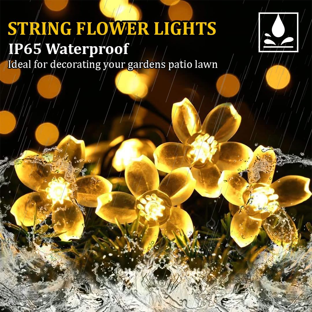 fizzytech Plastic Flower Fairy String Lights of Home Decoration Diwali Light Lights of Home Decoration 15 Meter 100 Led Warm Whi