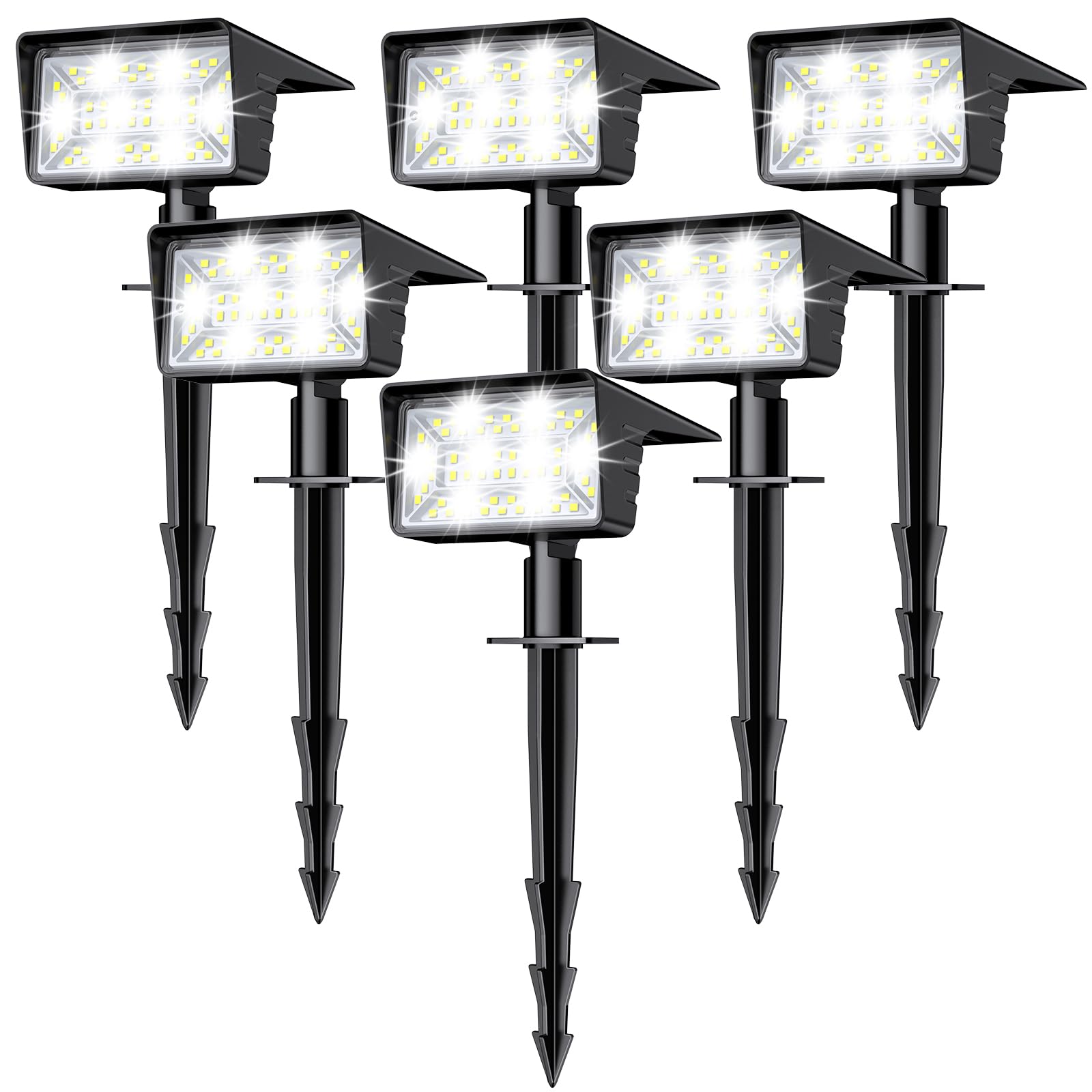 Lamkeep Solar Spot Lights Outdoor With 60 Led & Auto On/Off  6 Pack Solar Lights Outdoor Waterproof Ip68 With 3 Lighting Modes  2-In-1 Solars Landscape Light For Outside  Garden  Yard(Cool White)