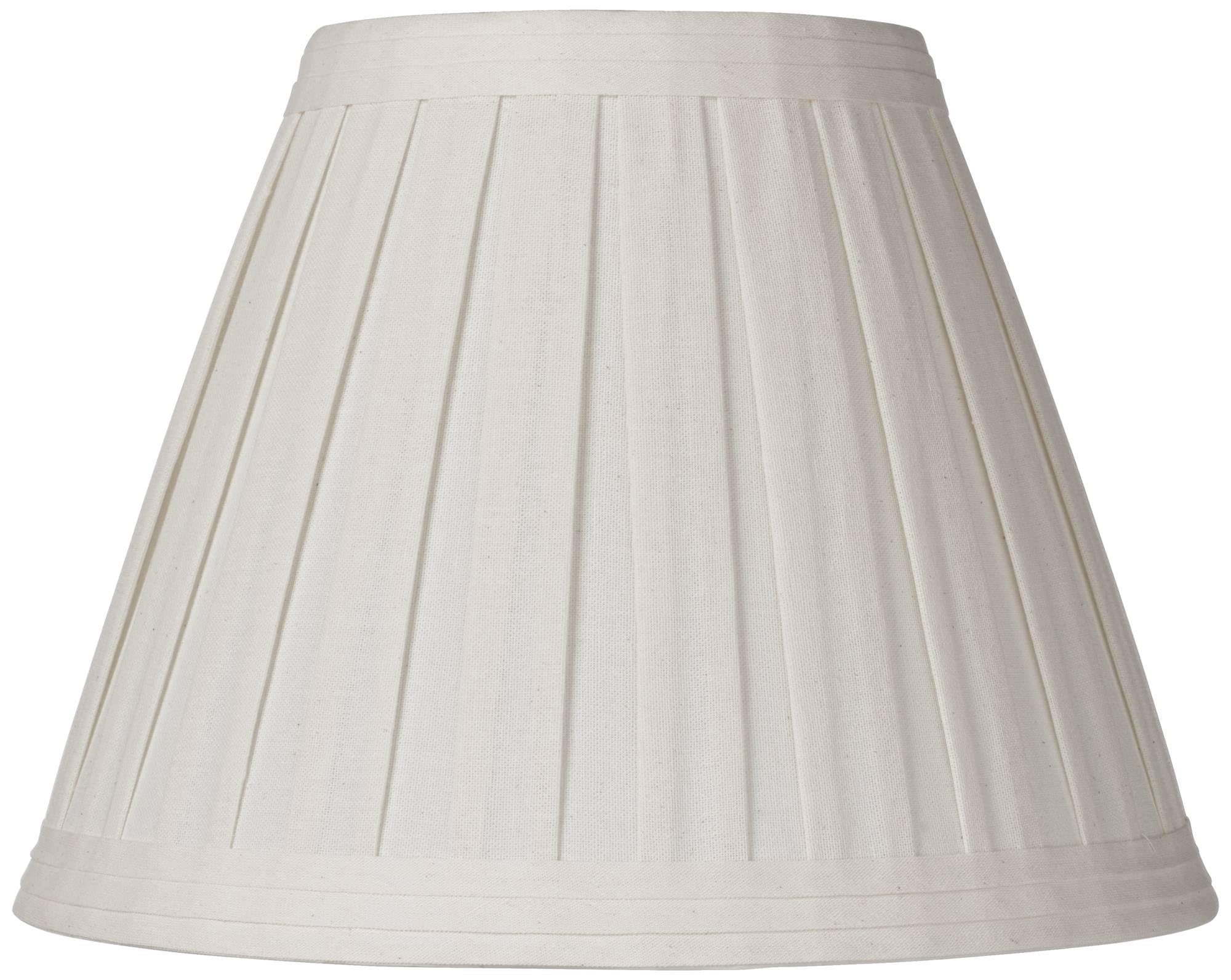 Creme Linen Medium Box Pleat Lamp Shade 7&quot; Top x 14&quot; Bottom x 11&quot; High (Spider) Replacement with Harp and Finial - Springcrest