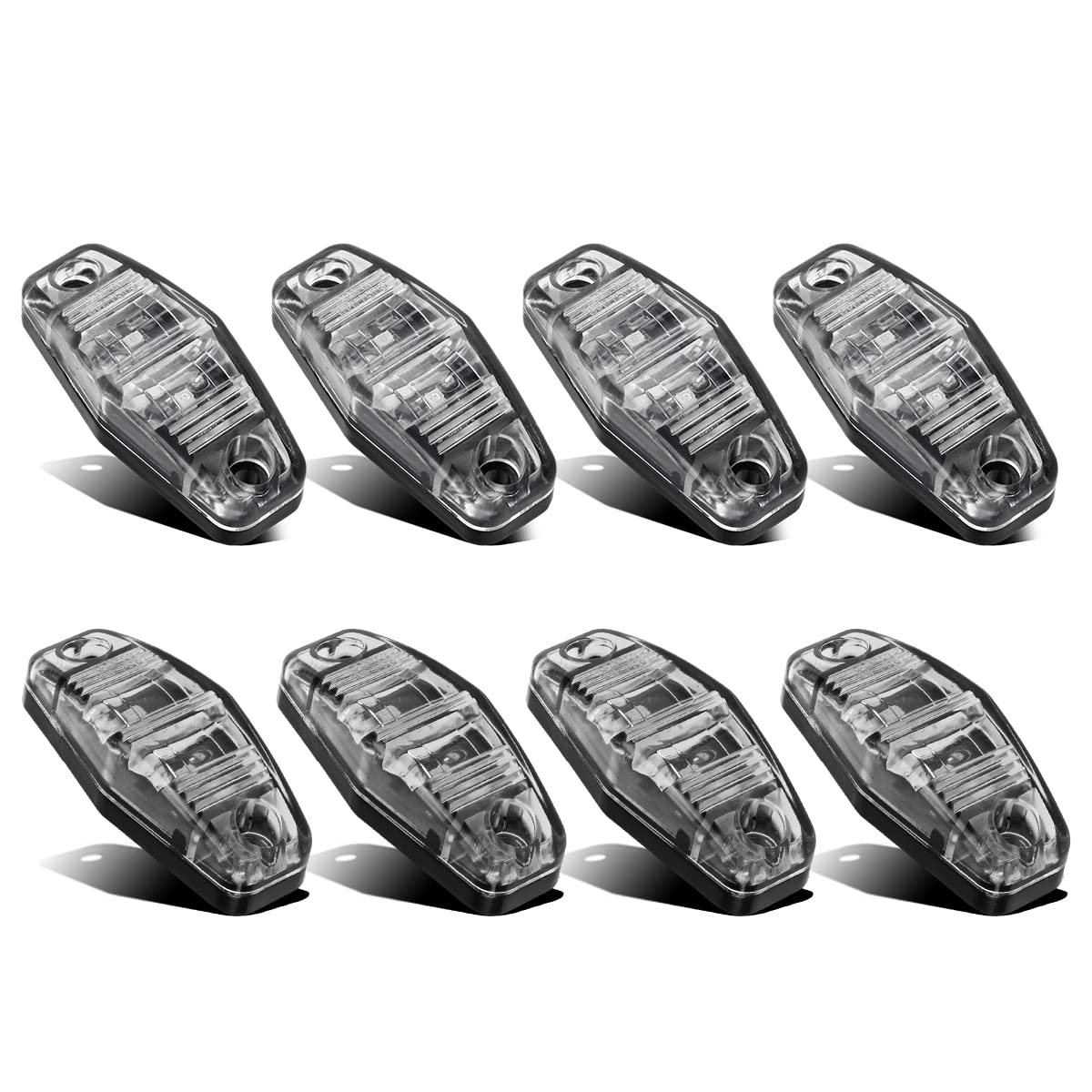 Partsam 2 LED Side Fender Marker Light, 8pcs, 2.5in Oval, Clear Lens, 4 Red + 4 Amber, Model Partham-124553