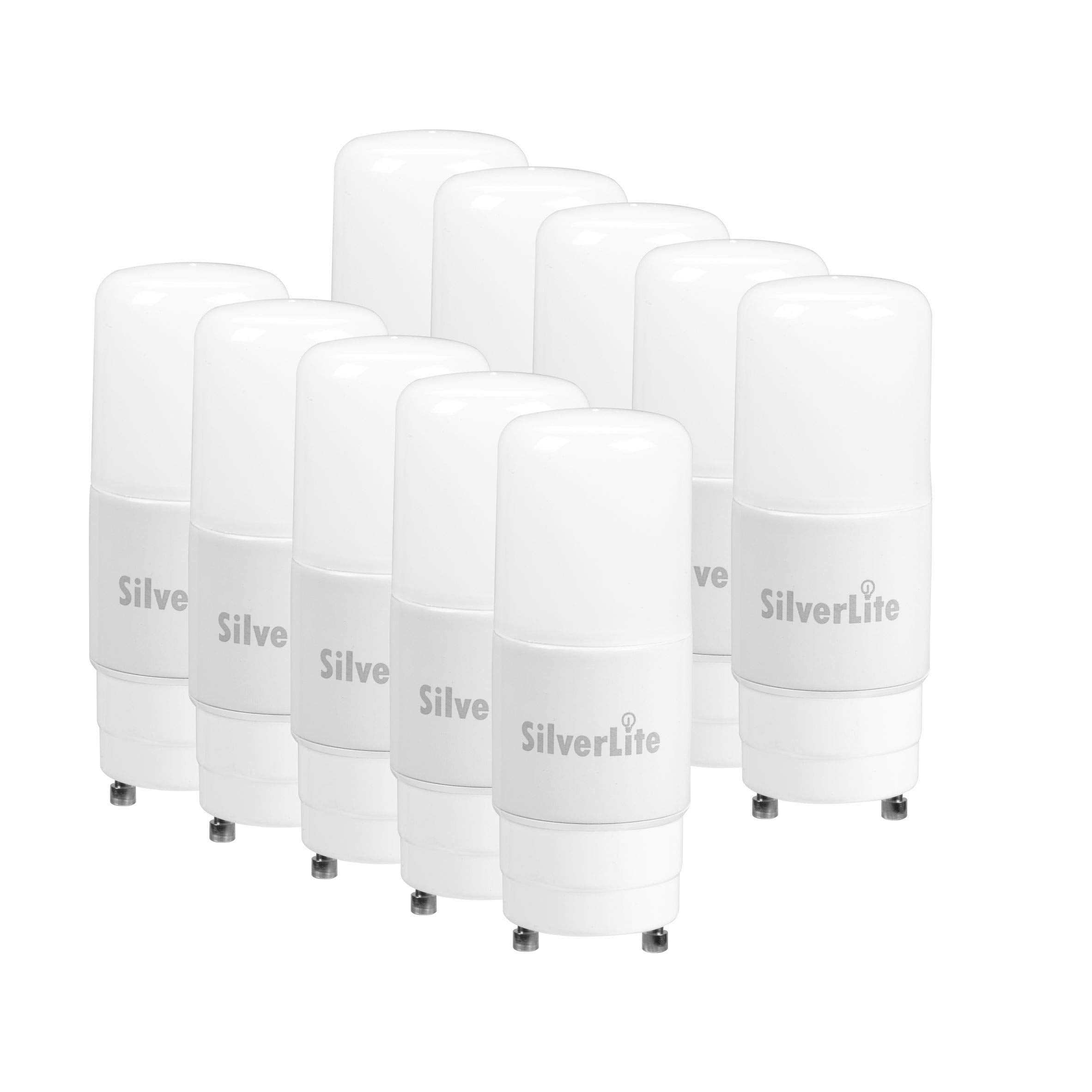 Silverlite LED Stick PL Bulb, GU24 Base, 500LM, Warm White 3000K, 10 Count, UL Listed, Aluminum