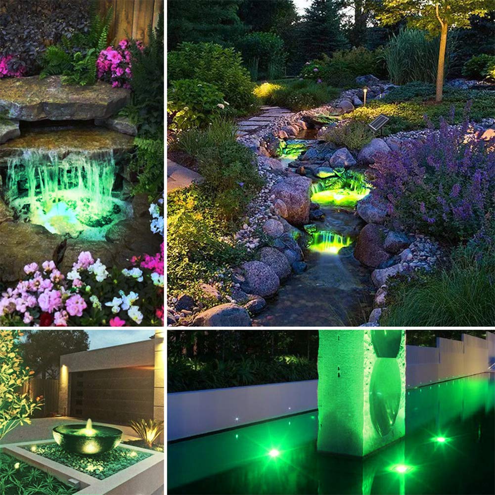 PChero Submersible Solar Pond Light, RGB LED Spotlights, IP68, 3 Lamps, Plastic for Fountain, Pool, Garden