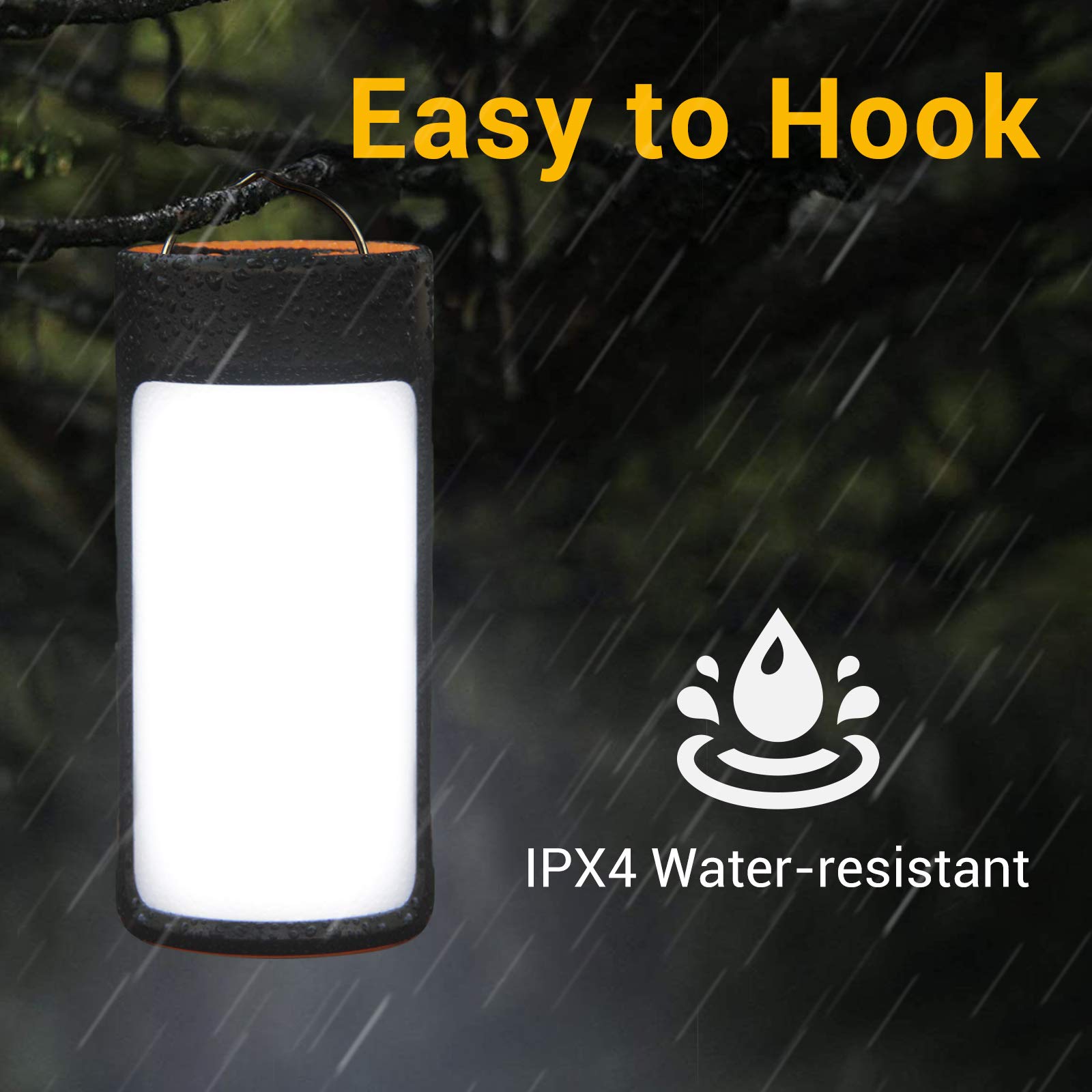 CT CAPETRONIX LED Camping Lantern - 400LM, 5 Light Modes, Water-Resistant, 2-Pack, Black & Orange, Model JJ-ECL7