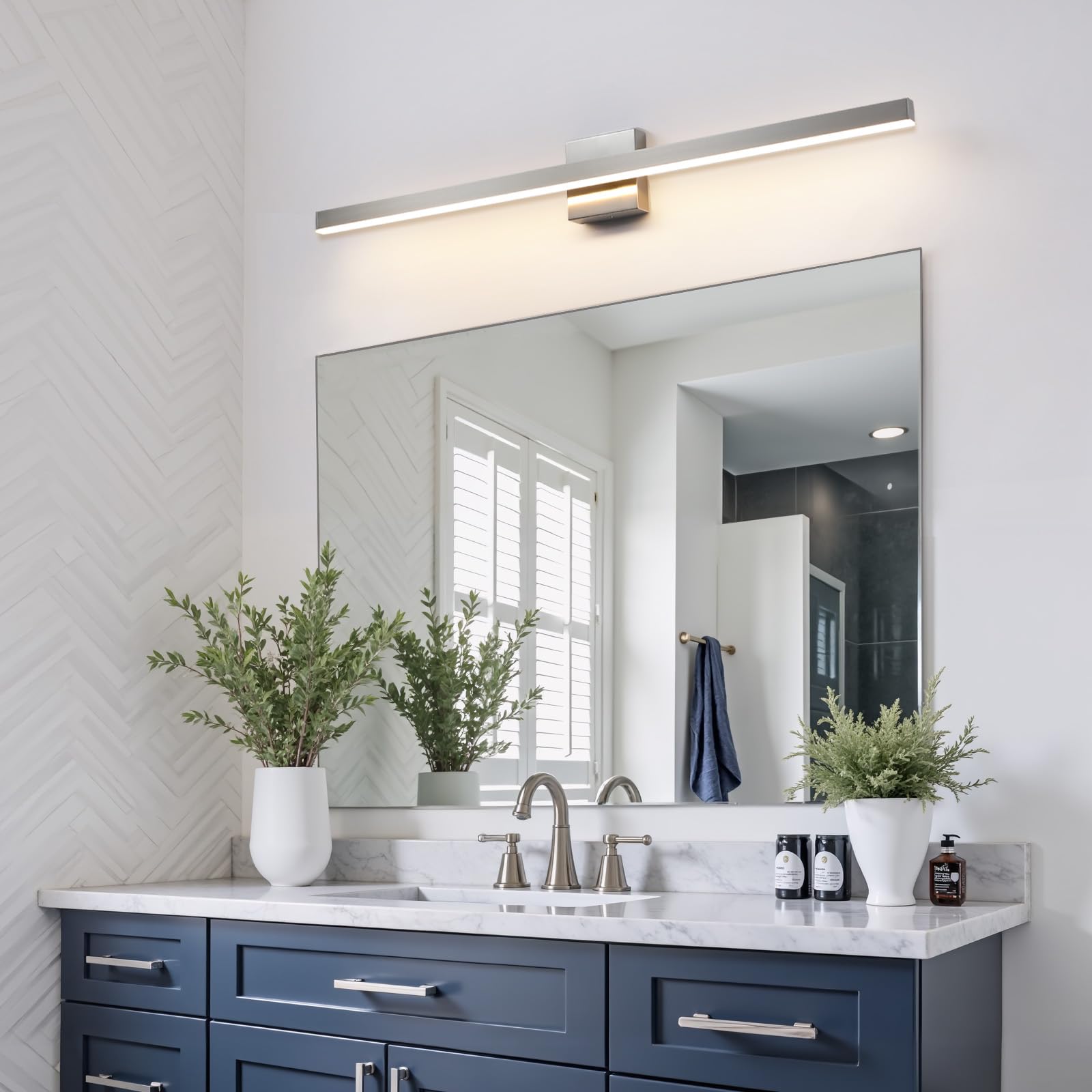 KAISITE 39" Brushed Nickel LED Vanity Light Fixture, Dimmable Modern Bath Wall Light Over Mirror, Model 8203WL-39SN-US