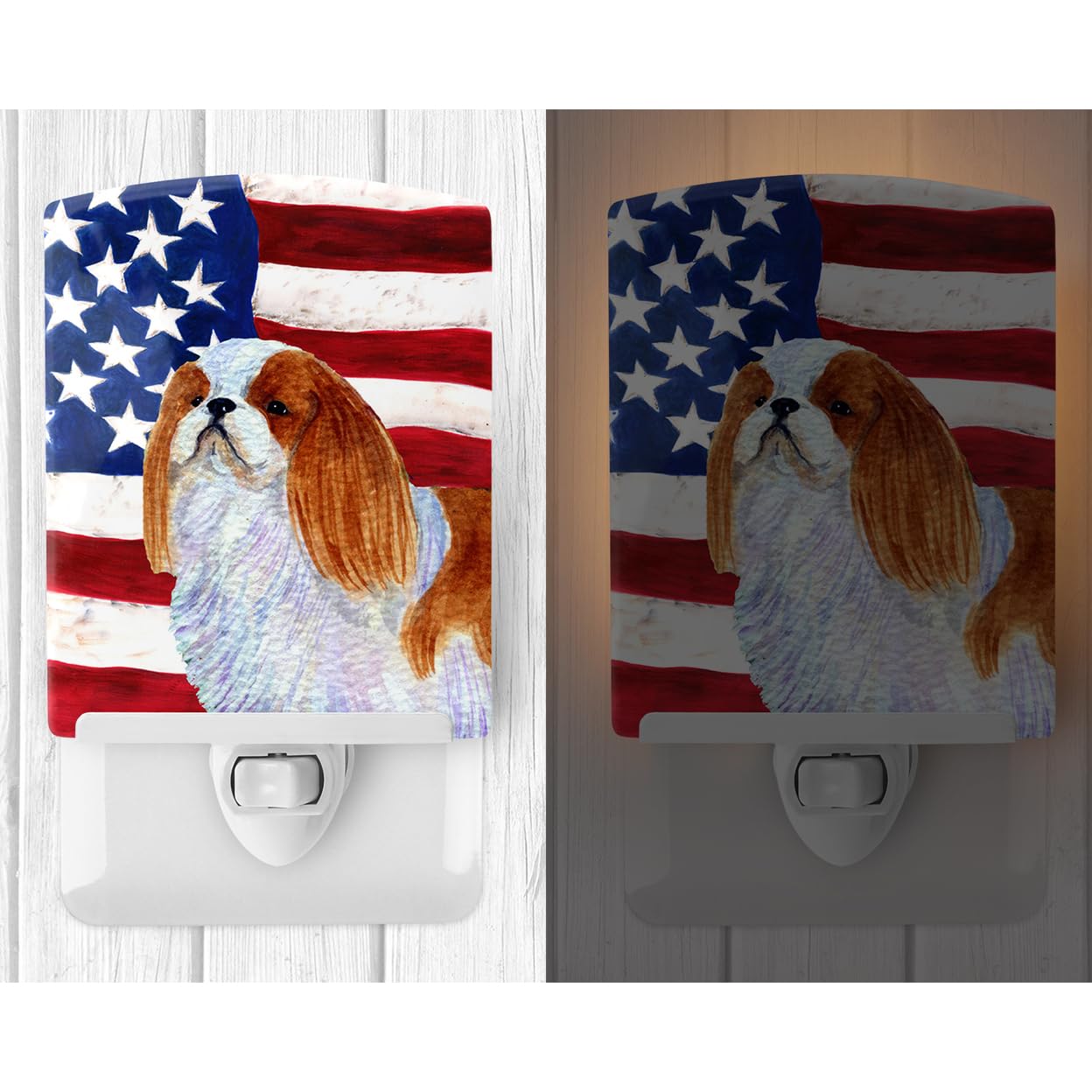 Carolines Treasures Ceramic Night Light, USA American Flag, UL-Certified, 6x4x3, Multicolor, Model SS4034CNL