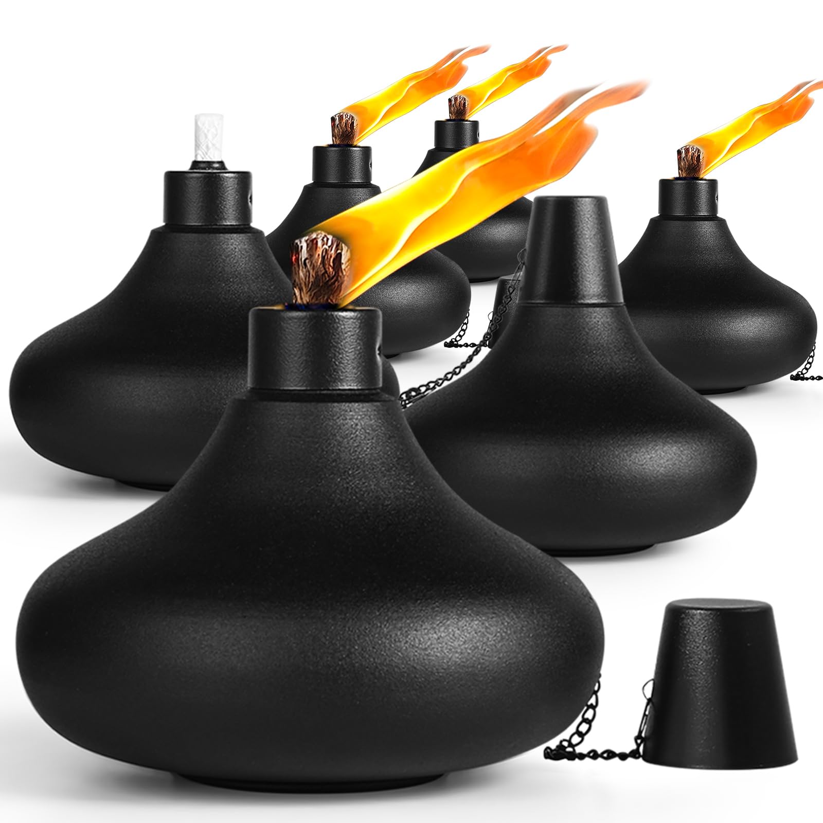 ZSPENG 6 Pack Metal Table Top Torches 24.5 oz Citronella Torches for Outside Refillable Flame Light Torch with Wicks and Covers  Landscape Lanterns Torches for Party  Garden Decor DIY