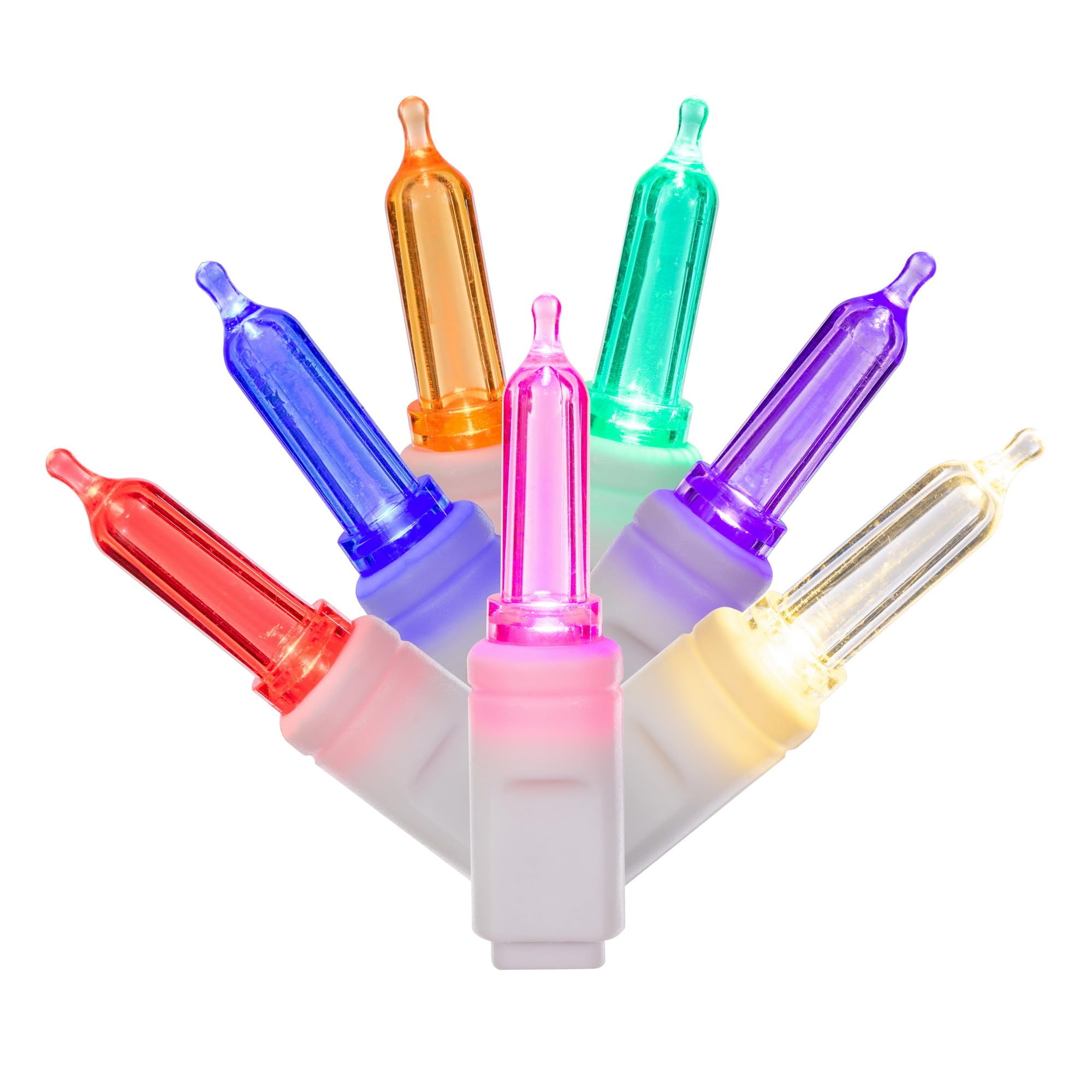 Vickerman 100 Light Italian LED Light Set, Multi-Colored, White Wire, Model X4W7100, Plastic
