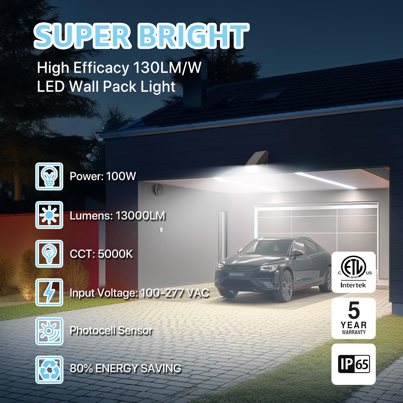 Hyperlite Led Wall Pack Lights 100W With Dusk To Dawn Photocell, Bronze, 13,000Lm - Ideal For Outdoor Security Lighting