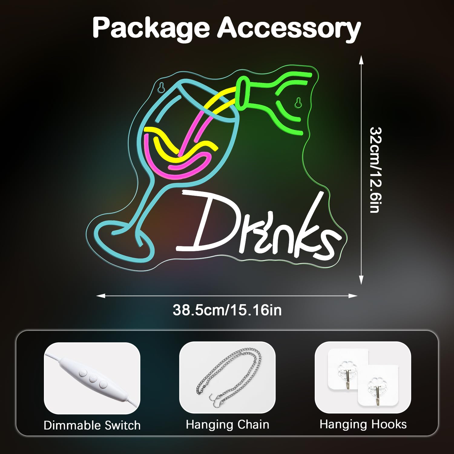 Nosun Drink Neon Sign Neon Pouring Wine Drinking   Led Lights For Wall Decor Usb Light Up Signs Home malt-inspired Bar Bedroom Restaurant Man Cave Cafe Bistro Club Party Decorations Gift