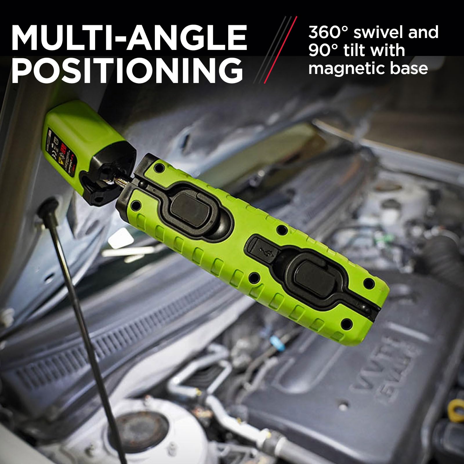 Schumacher Electric Sl360Gu Rechargeable Lithium Ion Led Work Light - Green - Cordless, 360-Degree Swivel, Multiple Lighting Options