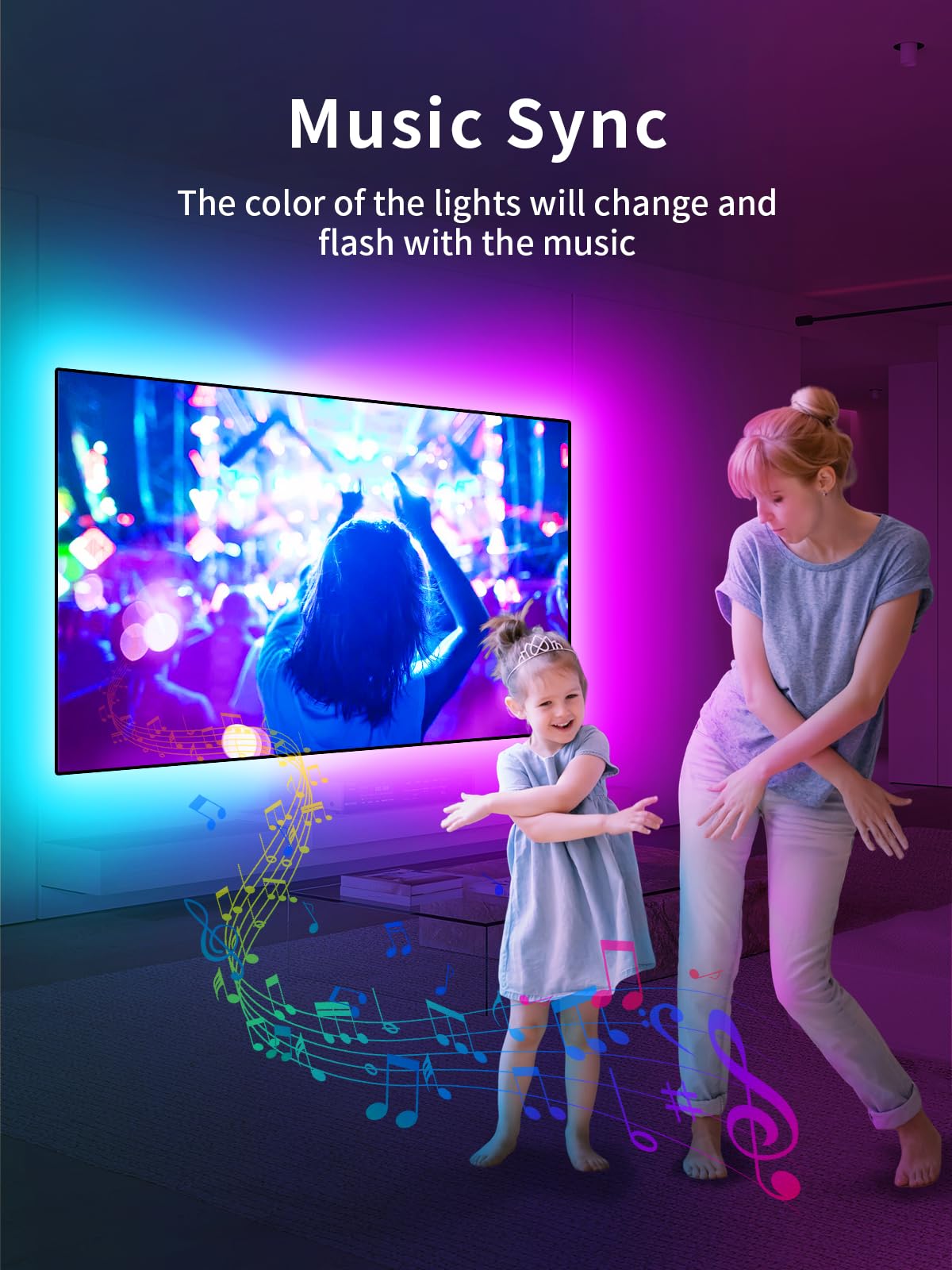 Kantutoe 9.84Ft Rgb Tv Led Backlight With Music Sync, Bluetooth App & Remote For 32-43&quot;
