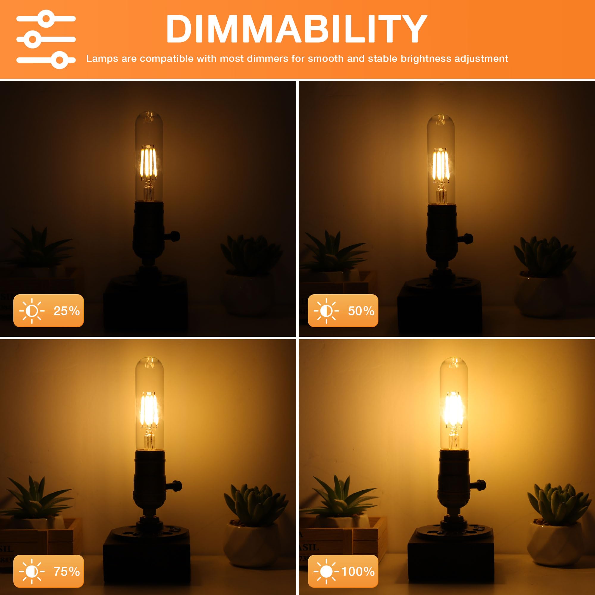 Tobegreat T30 Light Bulbs 4 Watt Equivalent 40W Bulb E26 Tubular Bulbs T10 Led Bulb Warm White 2700K,Desk Lamp,Bedbroom Bathroom