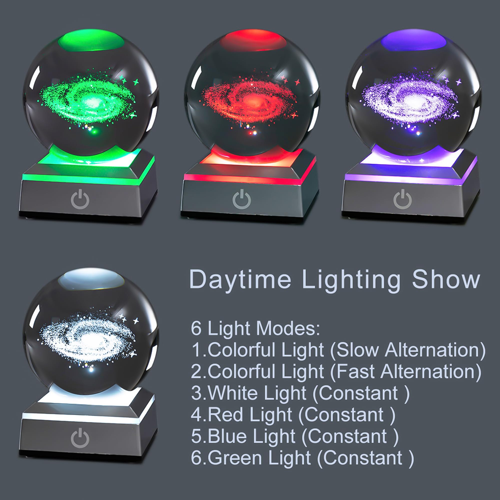 Hochance 3D Galaxy Milk Way Crystal Ball Nightlight Multicolor Decolamp For Science Astronomy Space, For Boyfriends Husband Him,Presents For Fathers Kids Boys Birthday