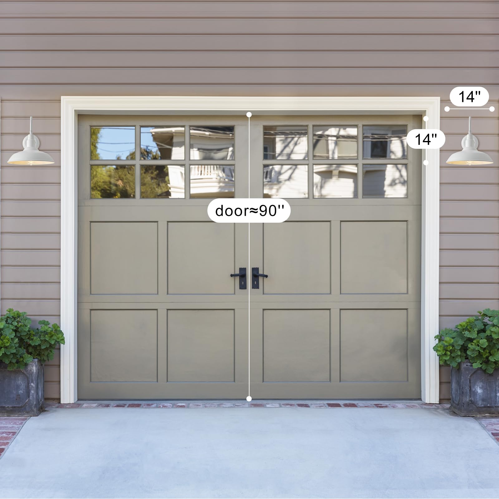 GOALPLUS Barn Gooseneck Lights - 14in White Metal Wall Fixture, Model LM2202-WH-2P for Porch, Patio, Front Door, Garage