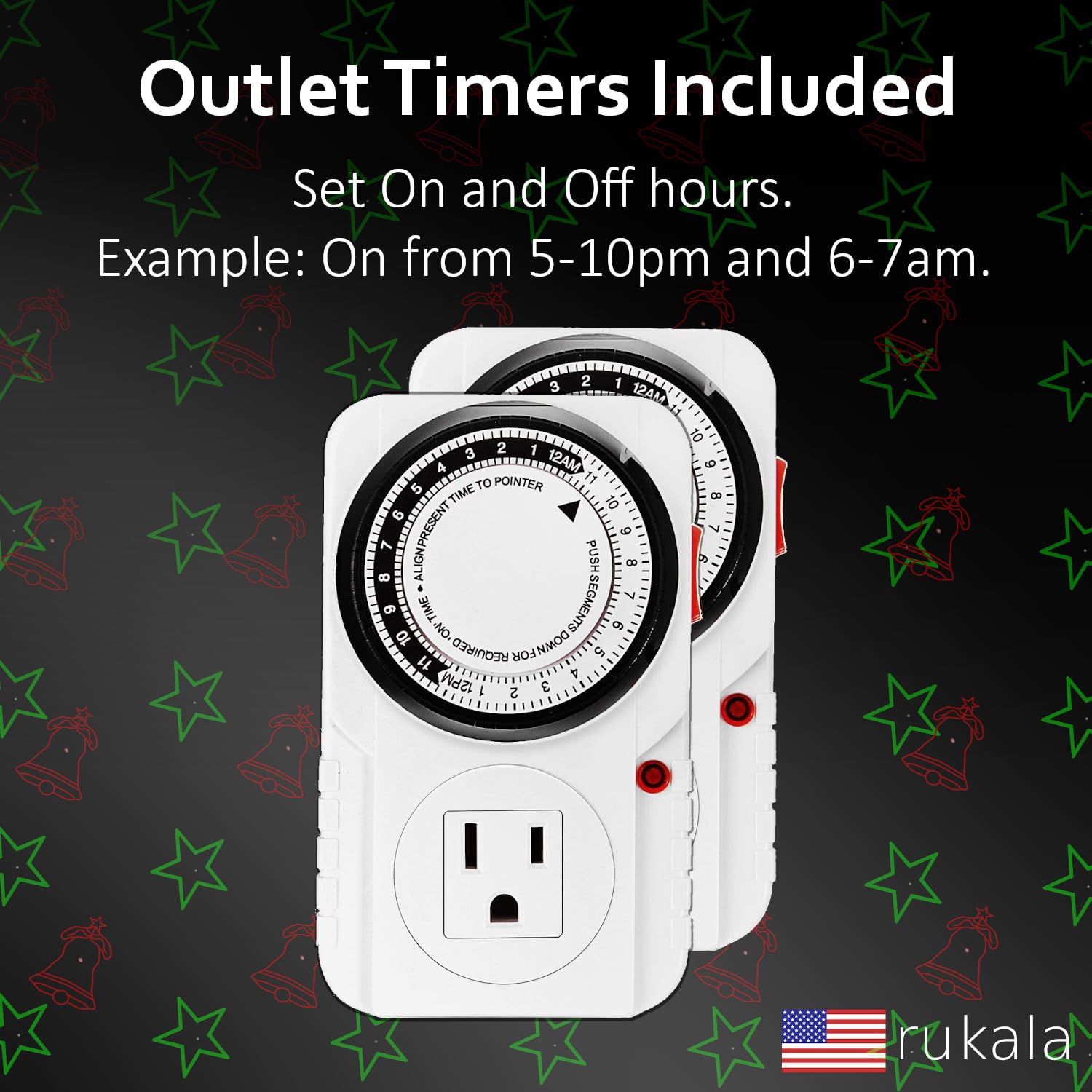 Rukala Christmas Projector Laser Lights - 18 Patterns, Red & Green, 2-Pack, Aluminum, Model KS-GL202CMRG